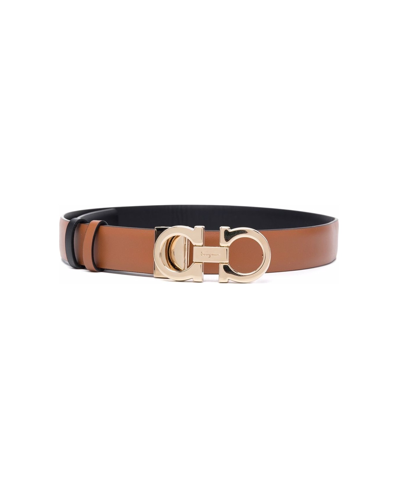 Ferragamo Belt With Reversible Gancini Buckle - Brown