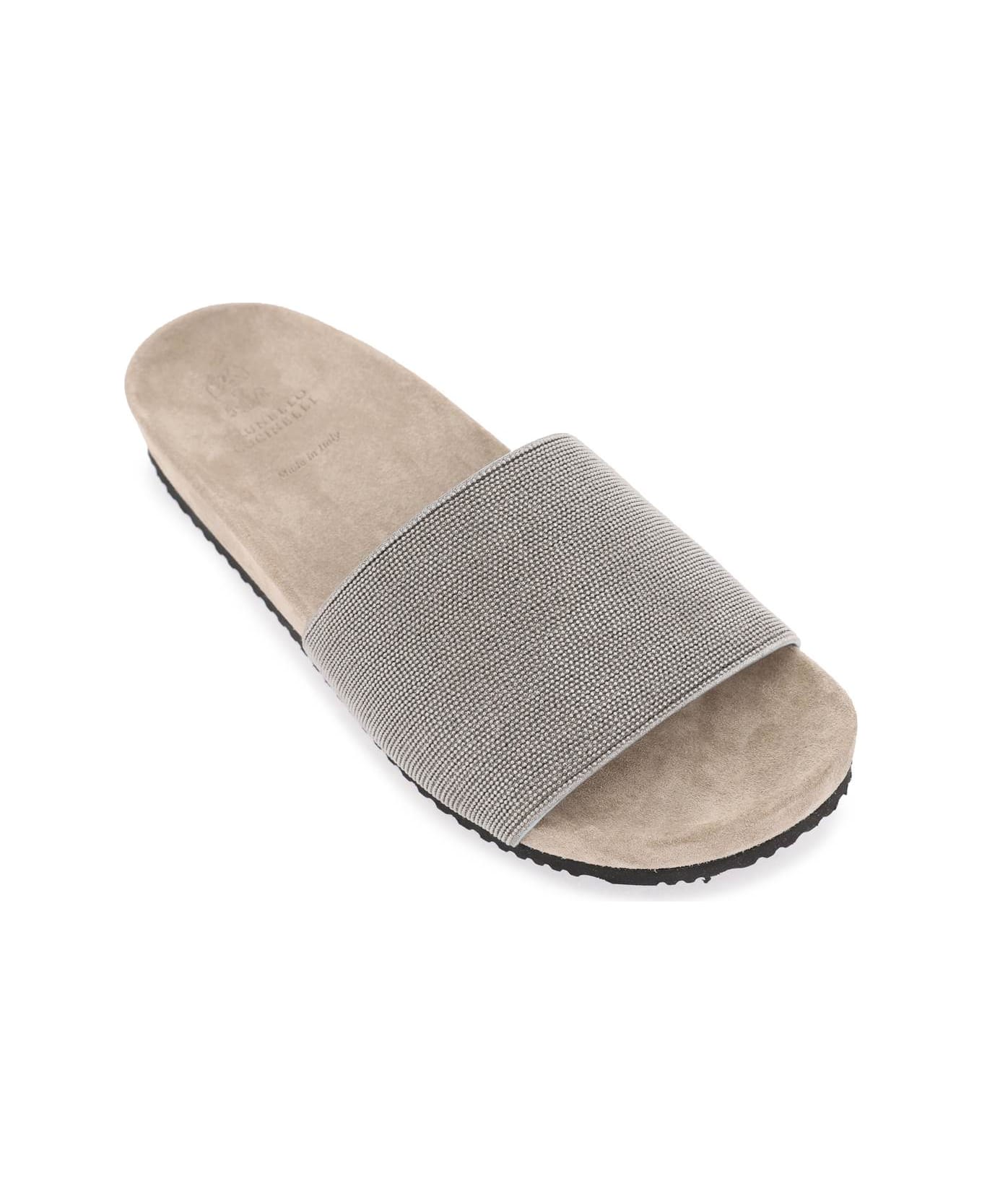 Brunello Cucinelli Slide Sandals - LITIOARGENTO+RUTENIO (Silver)