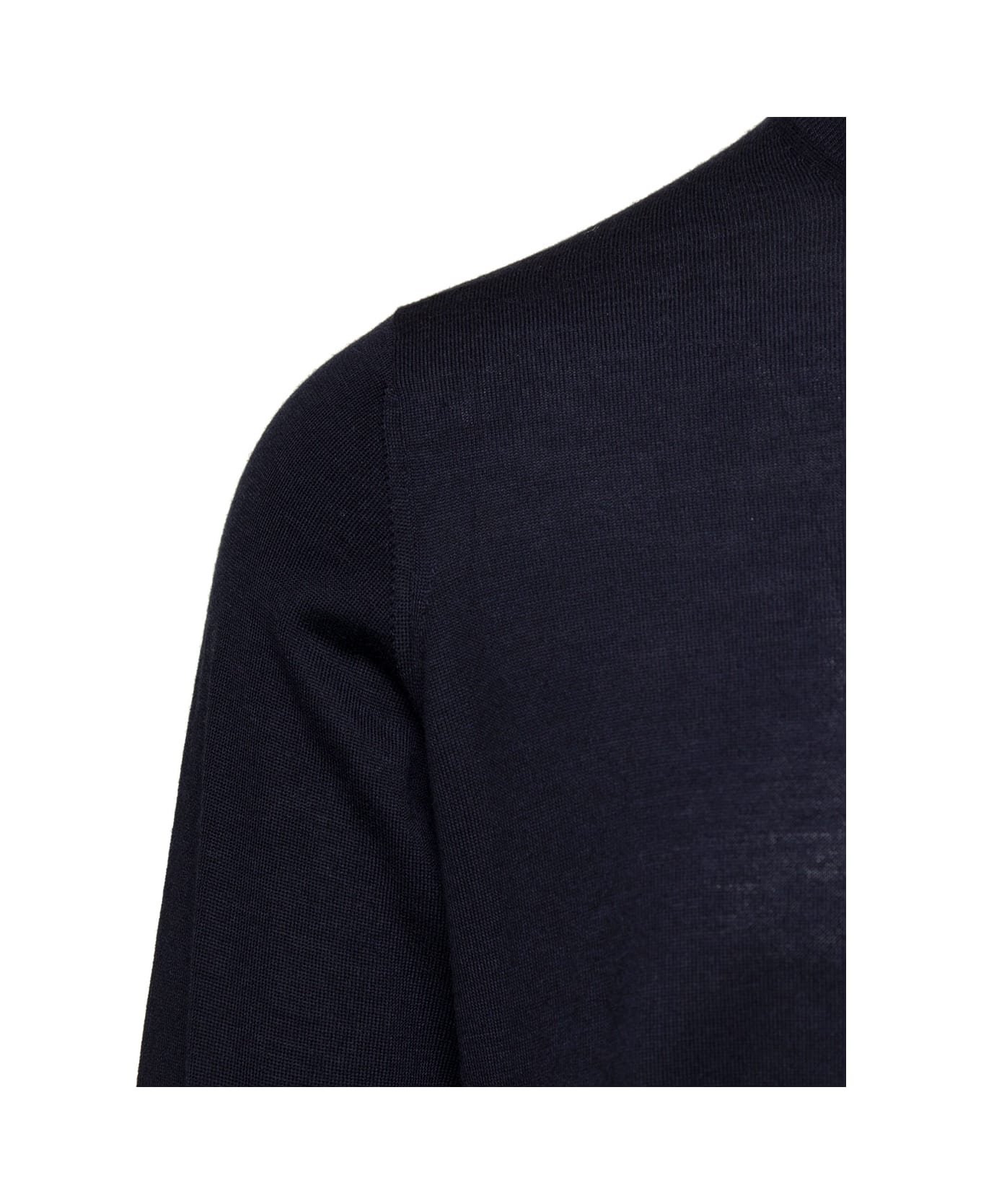 Laneus Blue Crewneck Sweater With Ribbed Trim In Wool And Silk Man - Blu ニットウェア