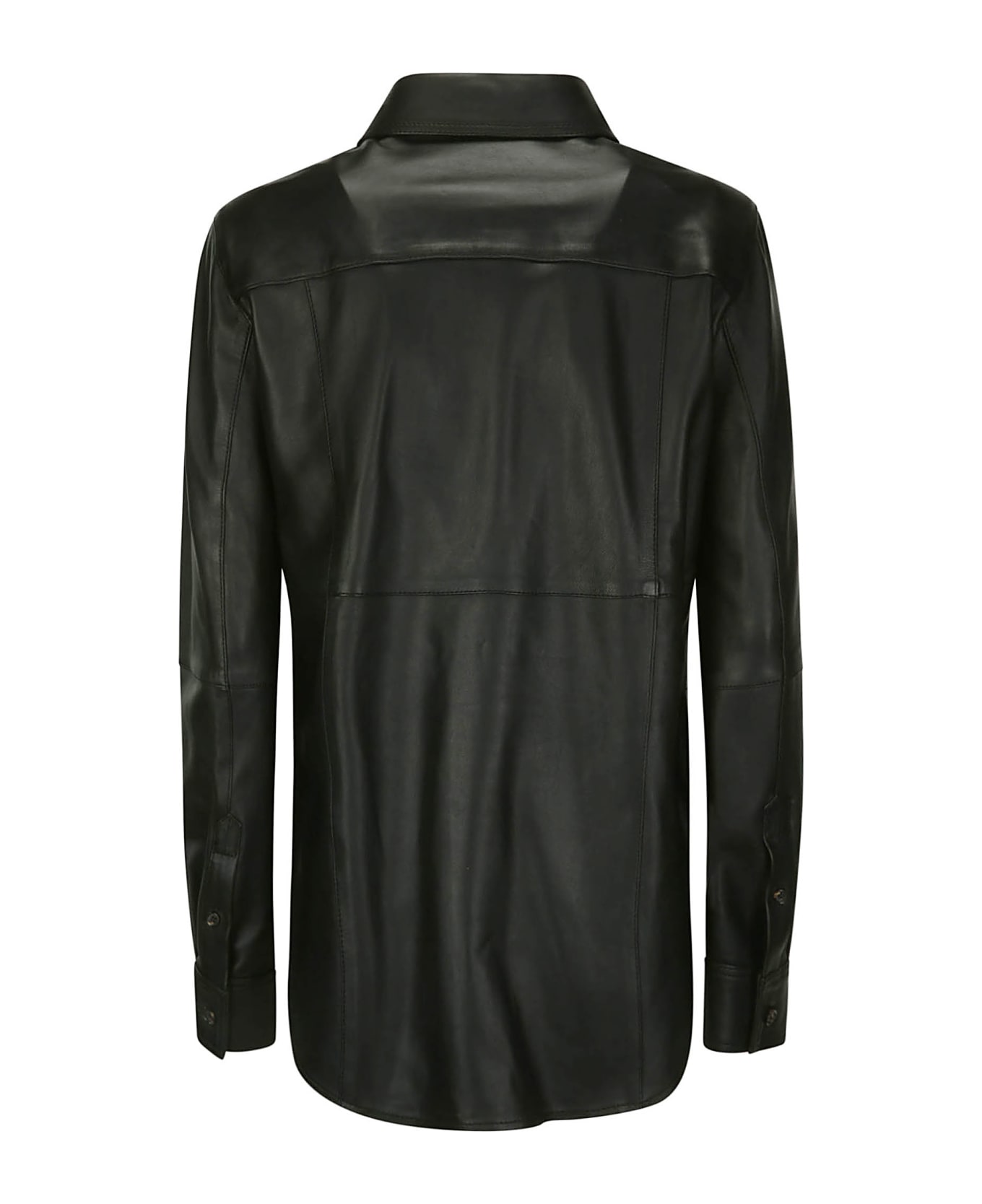 Totême Slim Leather Shirt - BLACK