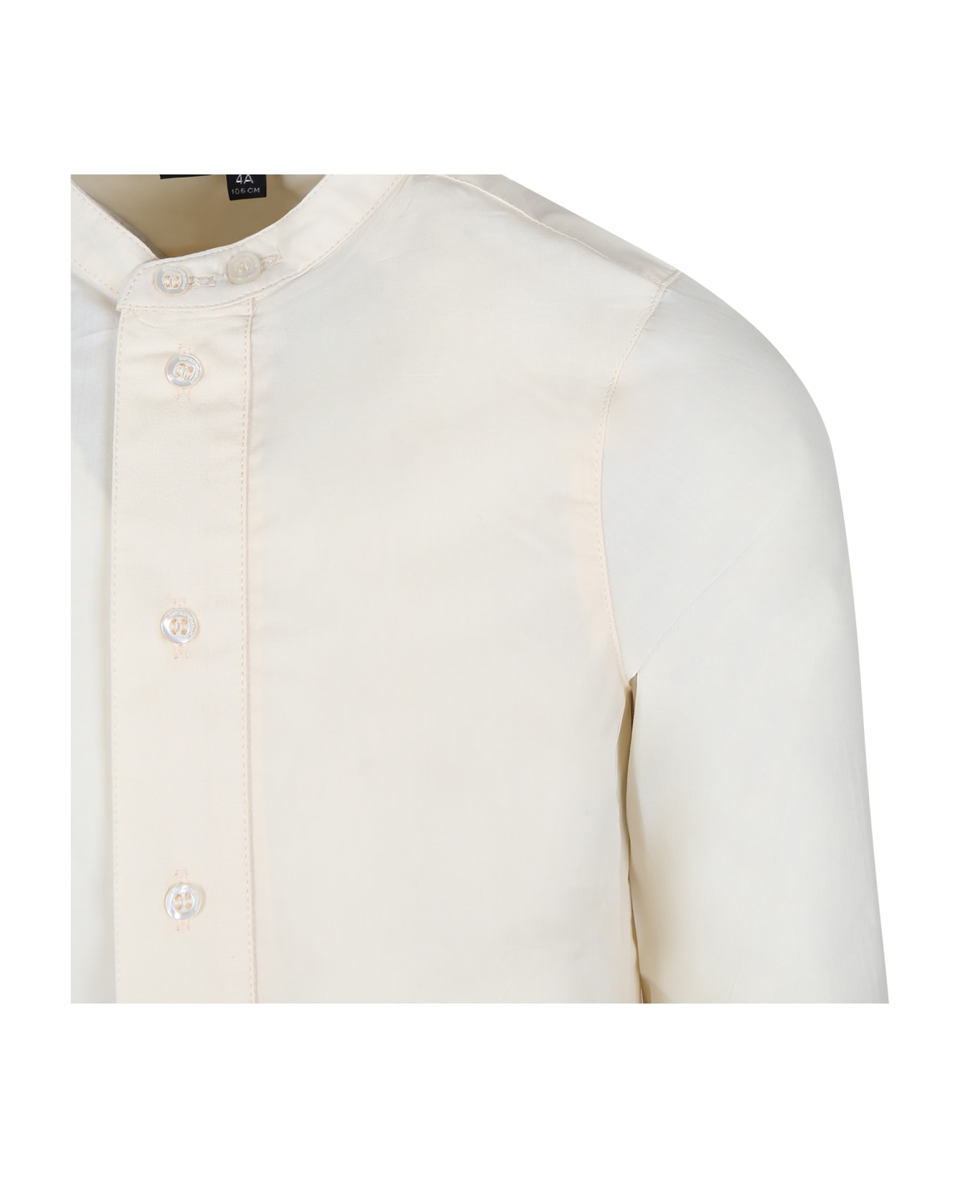 Emporio Armani Ivory Shirt For Boy With Eagle - Pergamena シャツ
