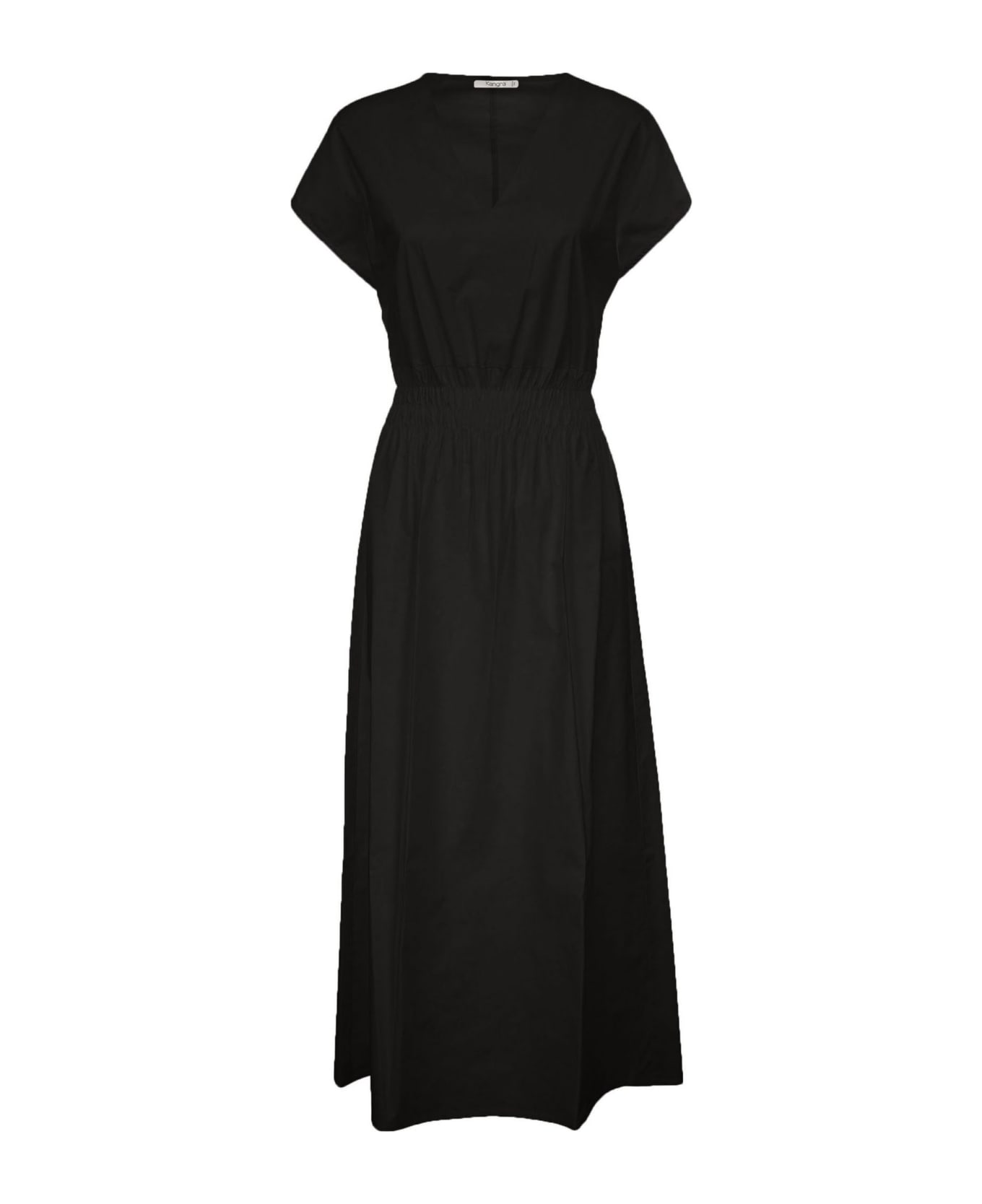Kangra Black Stretch Cotton Long Dress - Black ワンピース＆ドレス