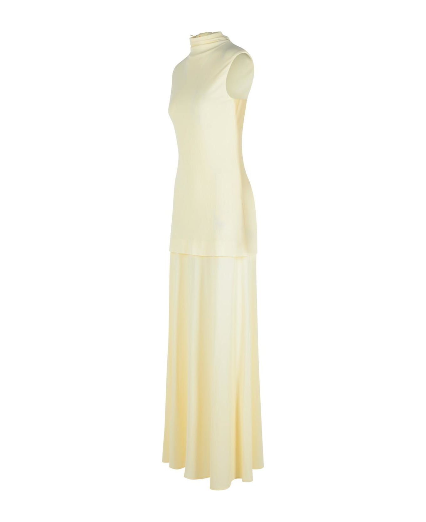 Jil Sander Crepe Sleeveless Maxi Dress - CHALK