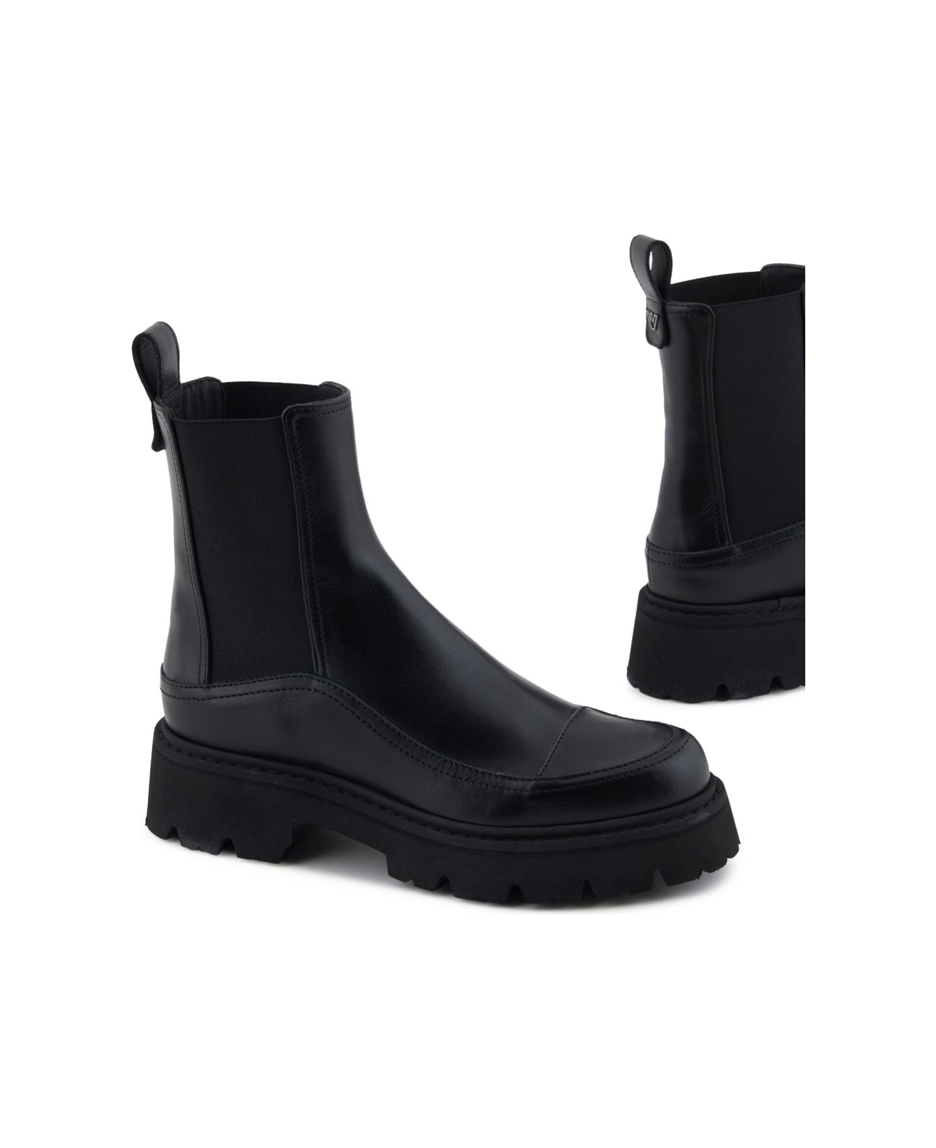 Emporio Armani Leather Chelsea Boots - Black