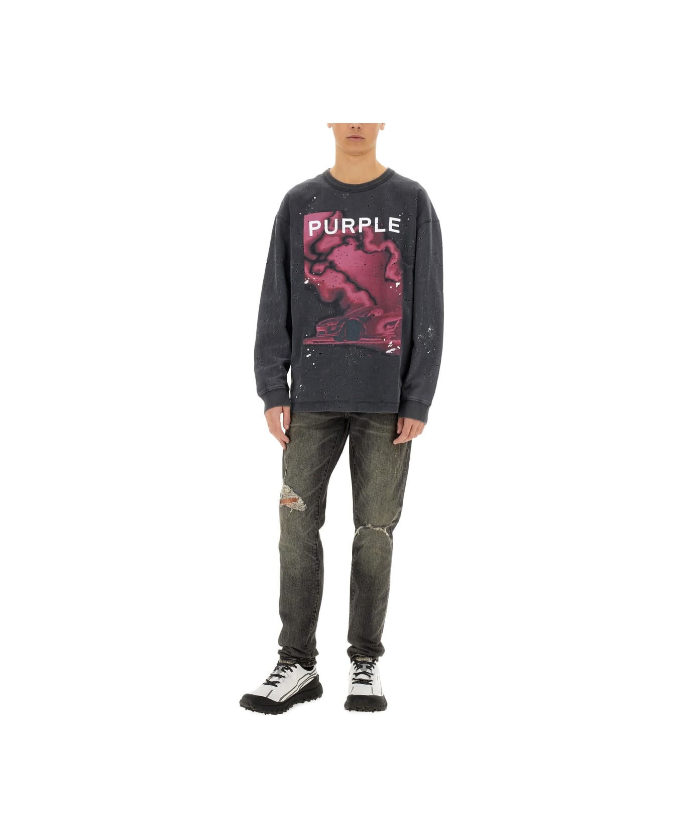 Purple Brand Jersey Sweatshirt - BLACK