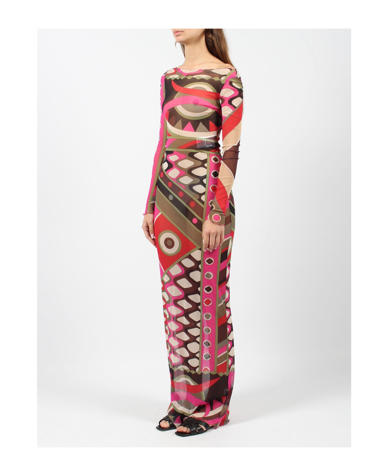 Pucci Vivara-print Long Mesh Dress - Multicolour ワンピース＆ドレス