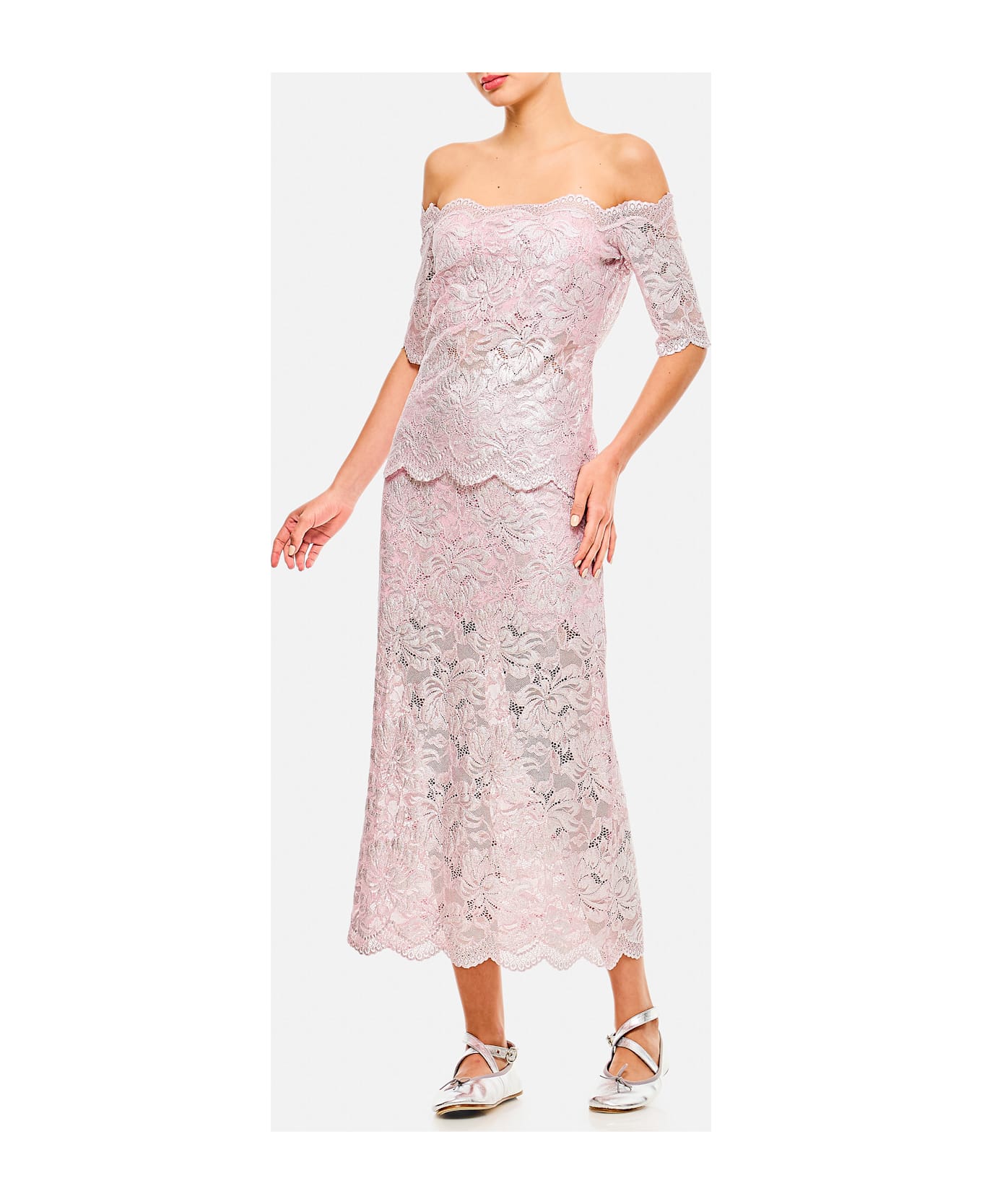 Paco Rabanne Raw Cut Lace Skirt - Pink