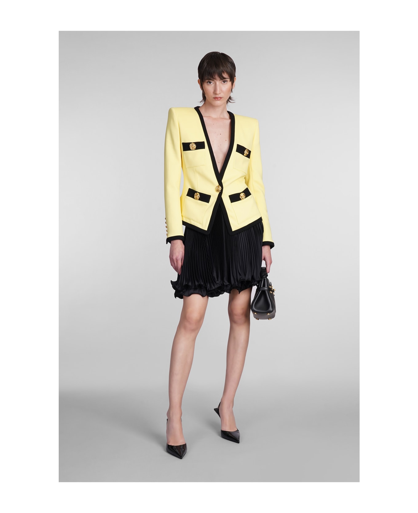 Balmain Blazer In Yellow Viscose - yellow