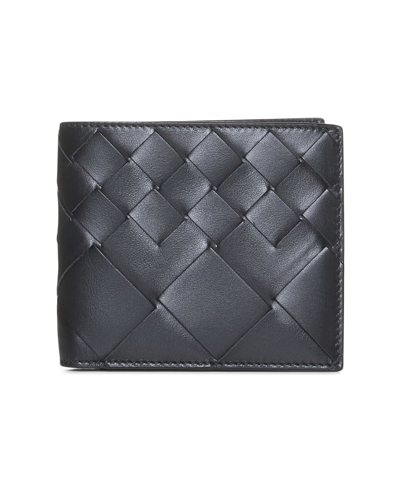 Bottega Veneta Intrecciato Bi-fold Wallet - Black silver