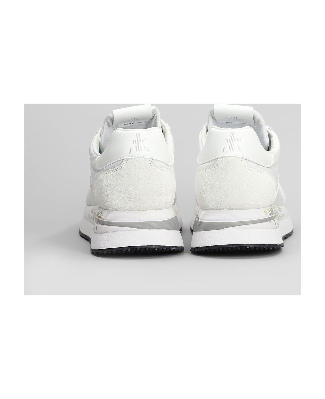 Premiata Conny Sneakers In White Suede And Fabric - white