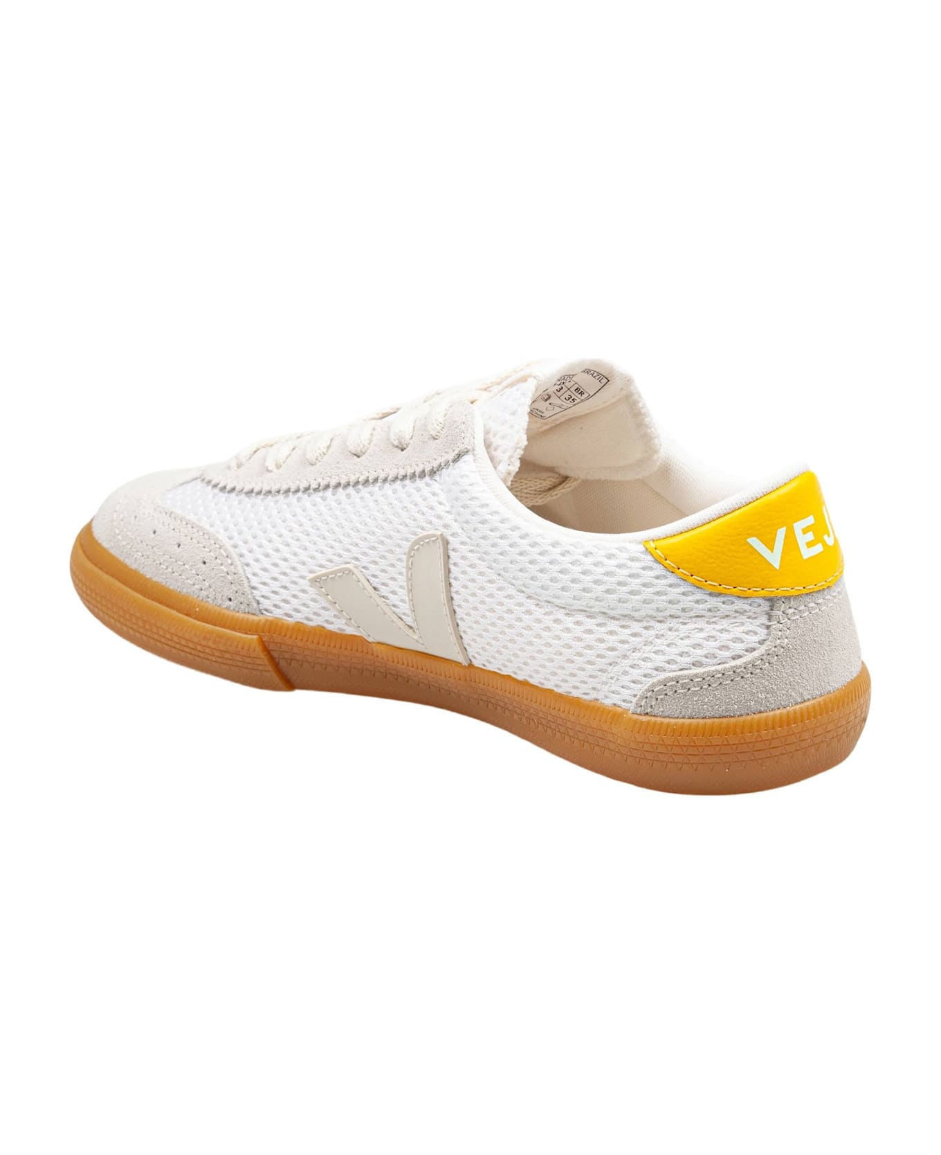 Veja Volley Sneakers In Leather And Suede Color White And Yellow - Rock