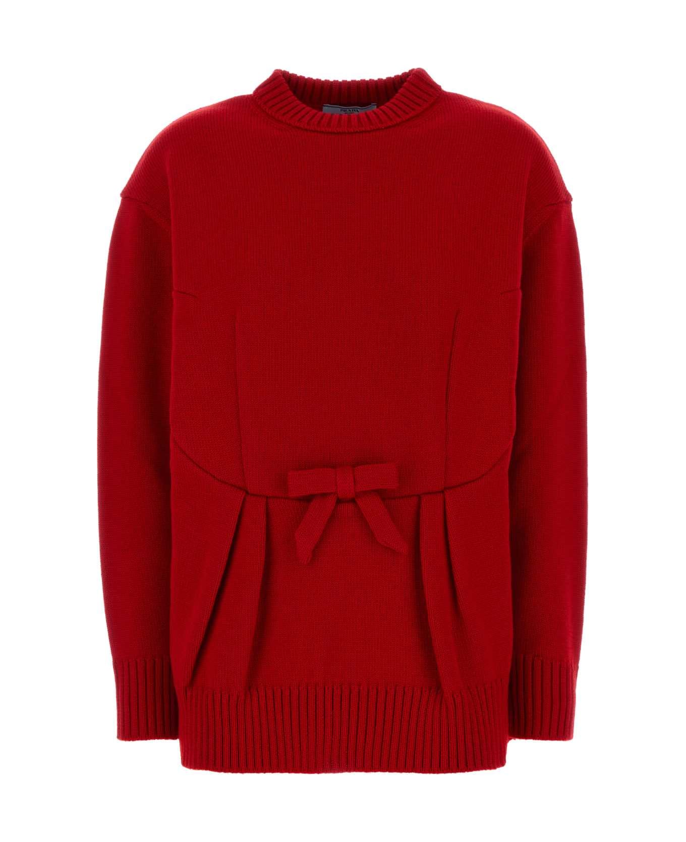 Prada Red Wool Oversize Sweater - ROSSO