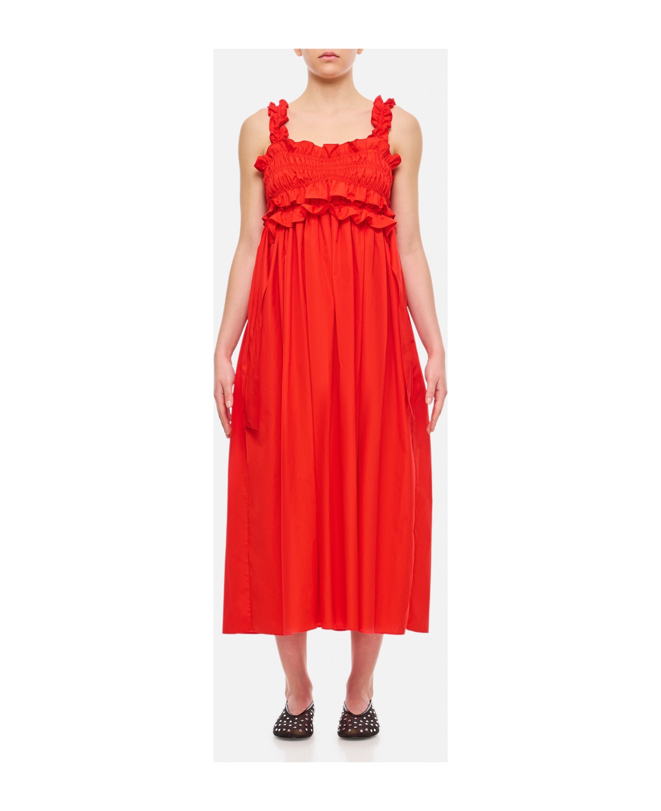 Cecilie Bahnsen Giovanna Cotton Long Dress - Red ワンピース＆ドレス