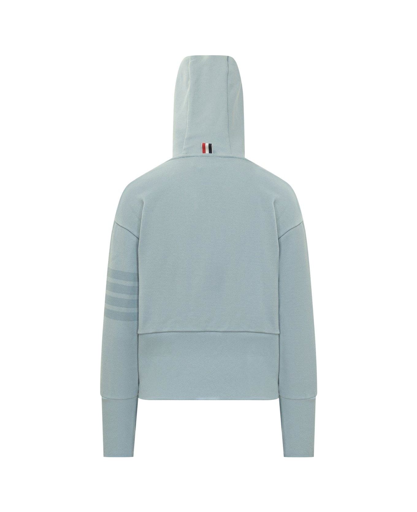 Thom Browne Zip-up Knitted Drawstring Hoodie - Clear Blue ジャケット