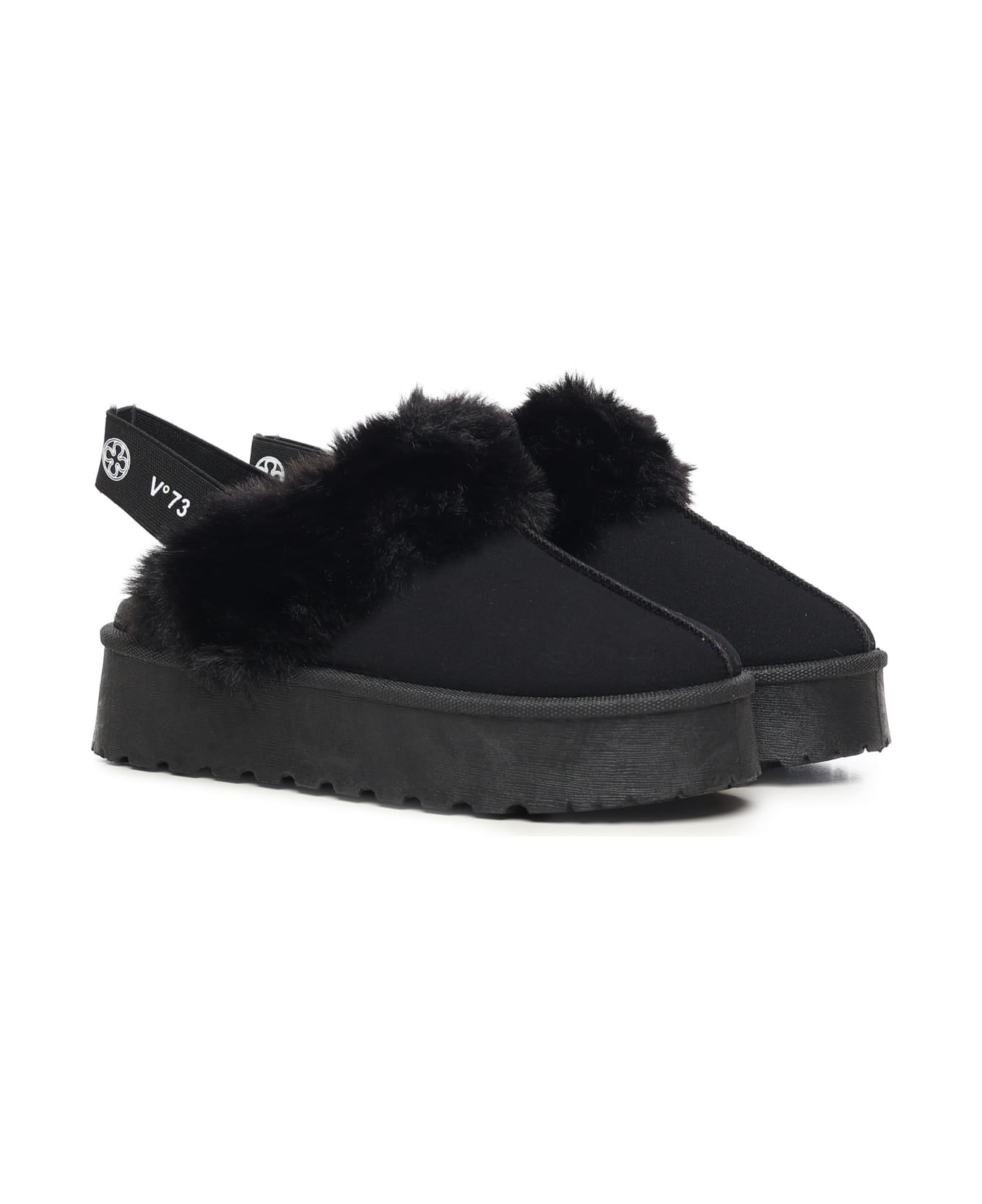 V73 Sophie Slippers With Logo - Black