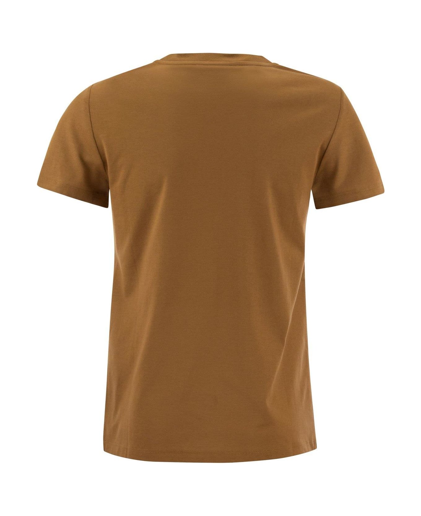 Max Mara Crewneck Short-sleeved T-shirt - Leather Brown Tシャツ