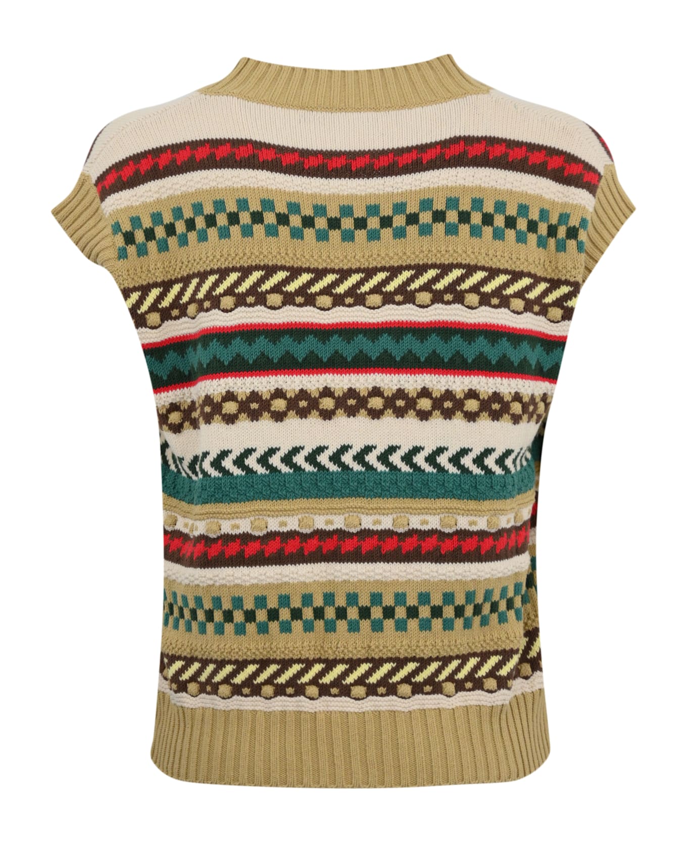 Weekend Max Mara Vicino Waistcoat In Jacquard Cotton Yarn - Dis.fairisle