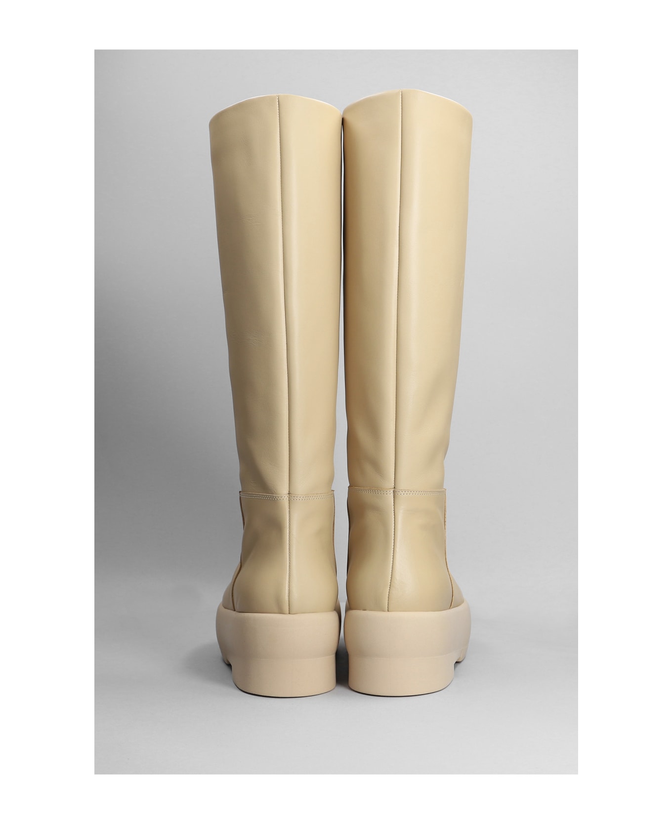 GIA BORGHINI Gia 16 Low Heels Boots In Beige Leather - Neutro ブーツ
