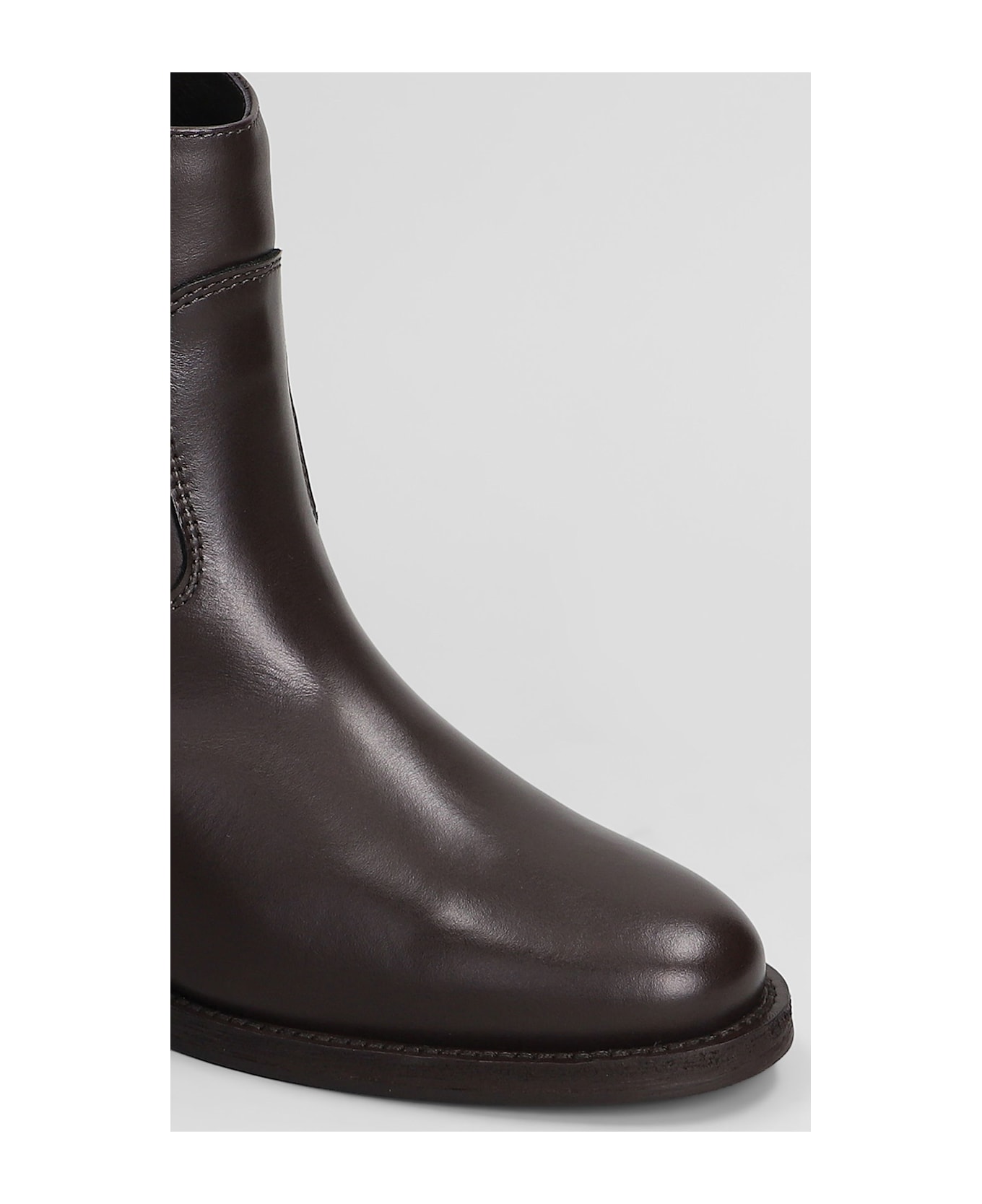 Via Roma 15 Ankle Boots Inside Wedge In Dark Brown Leather - dark brown