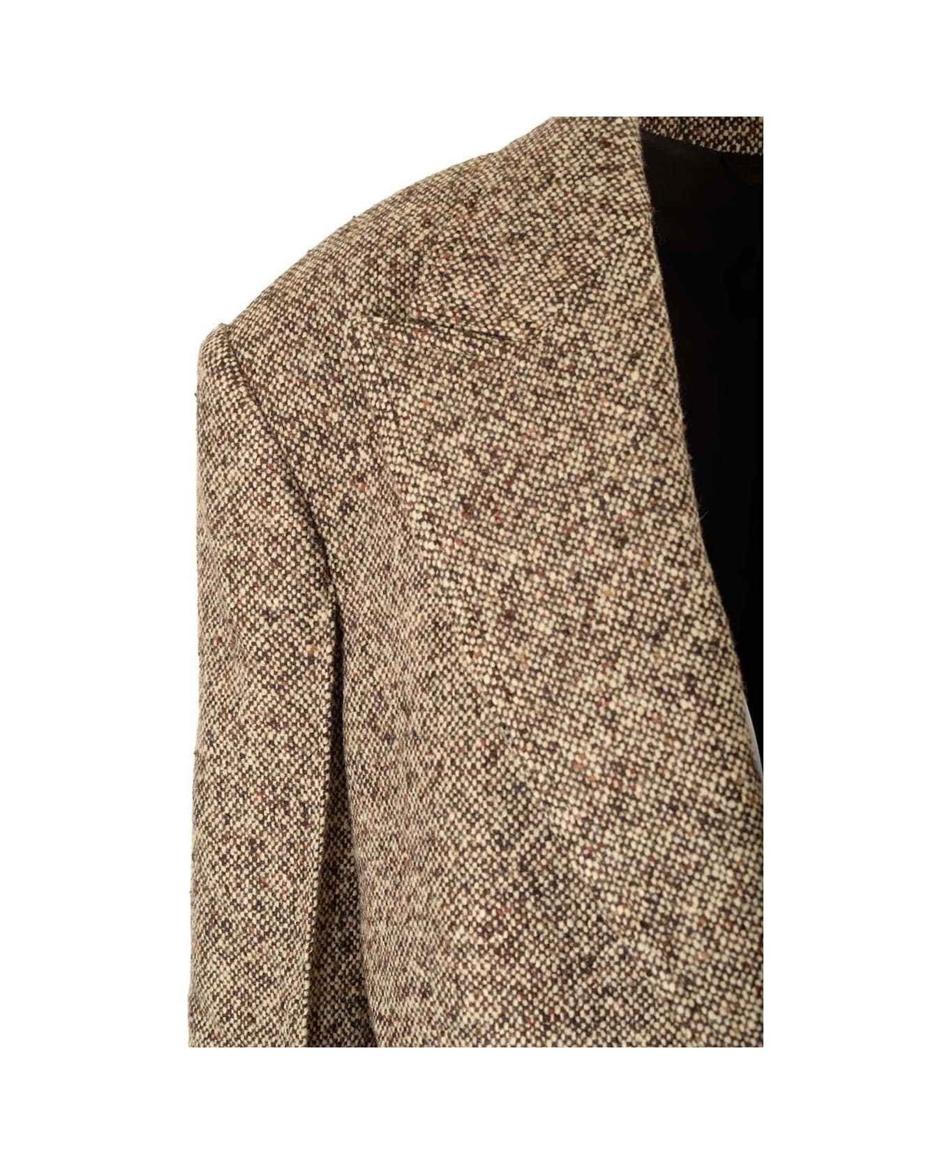 Acne Studios Tweed Belted Blazer - Brown