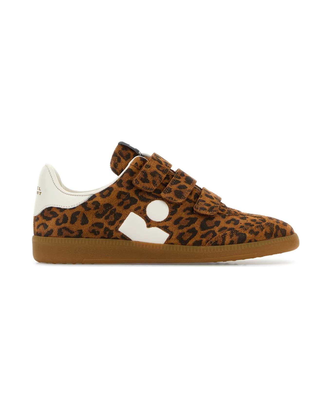 Isabel Marant Printed Suede Sneakers - LEOPARDECRU