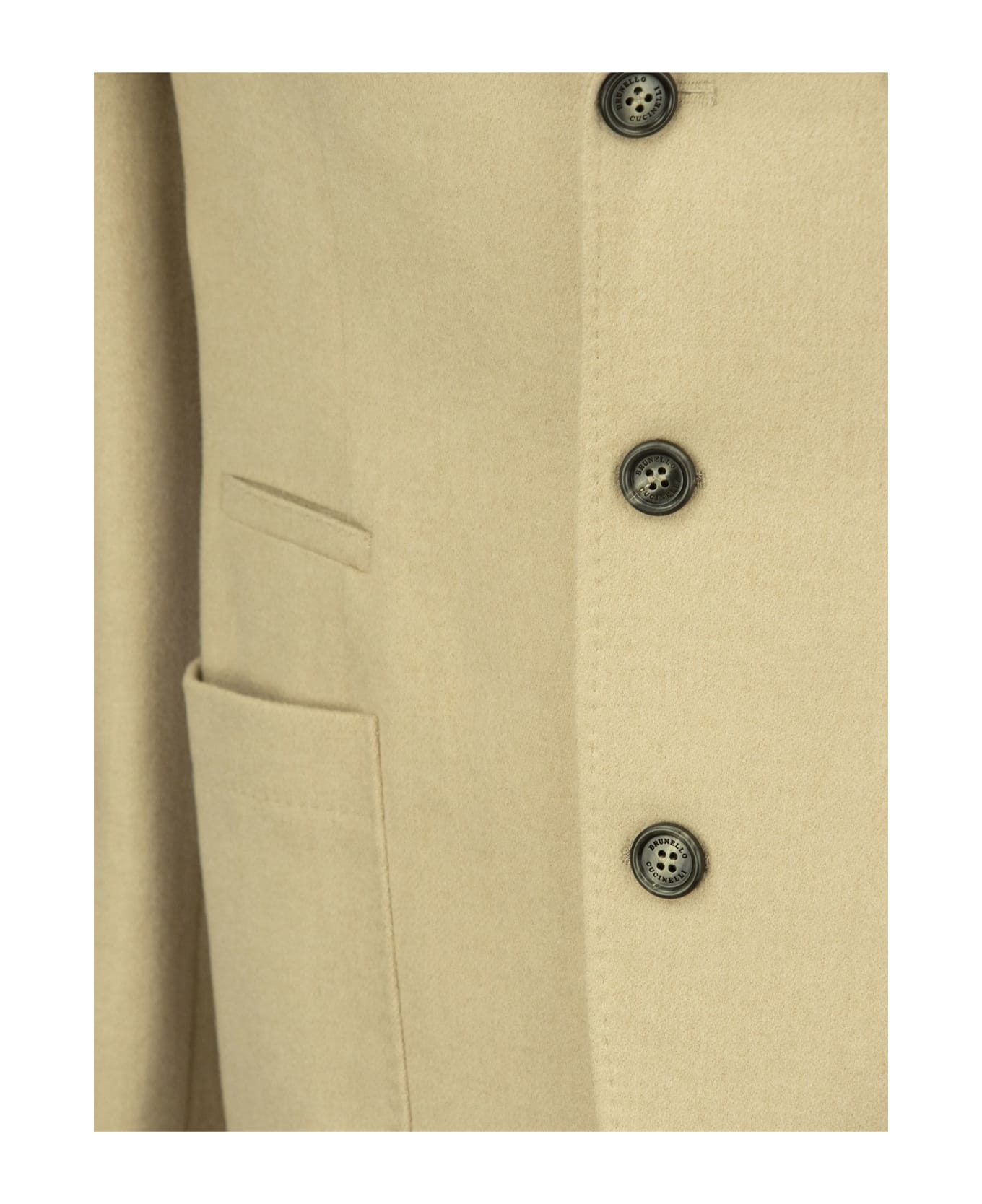Brunello Cucinelli Camel Jacket With Patch Pockets - Sand