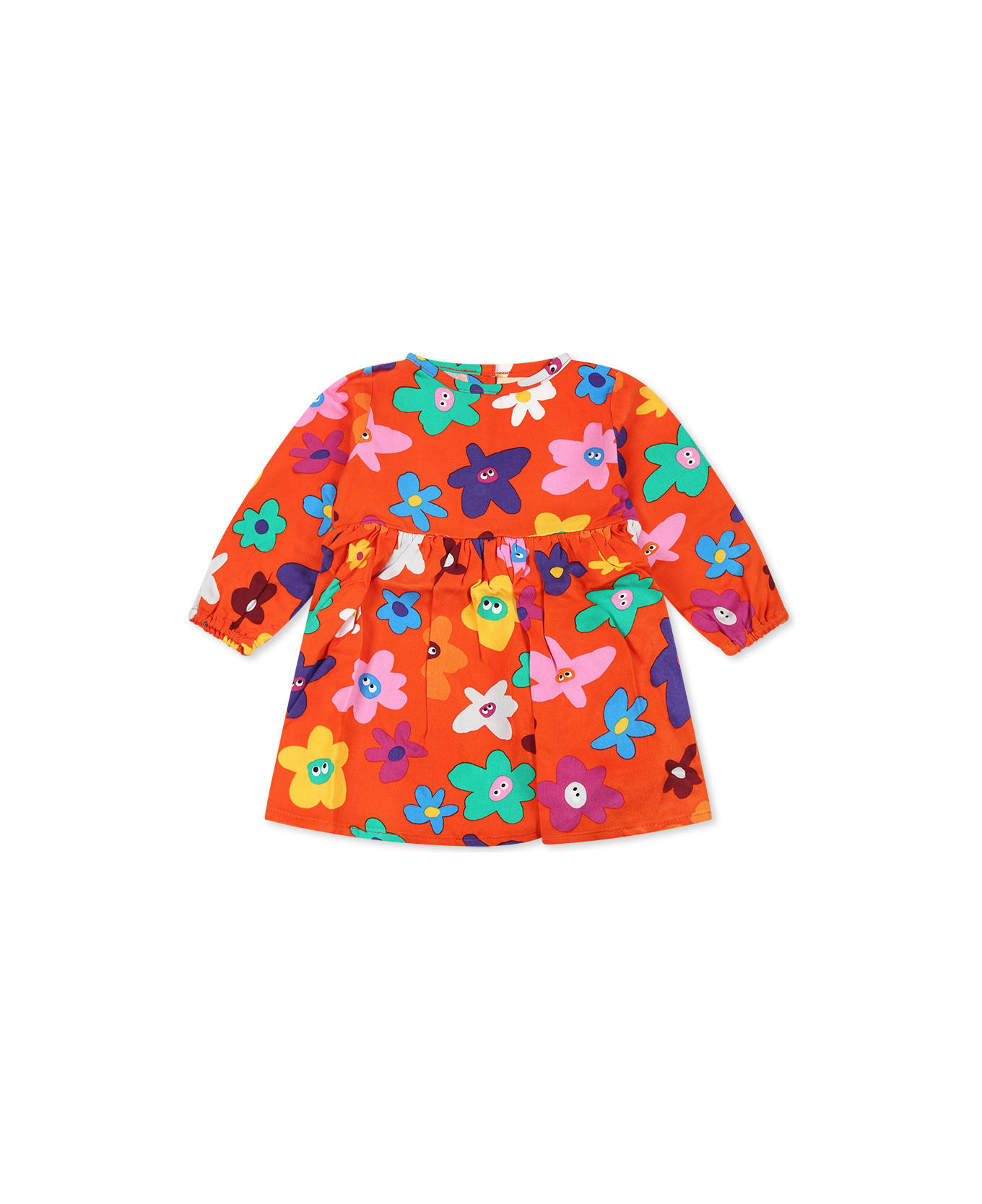 Stella McCartney Kids Orange Dress For Baby Girl With Floral Print - Orange