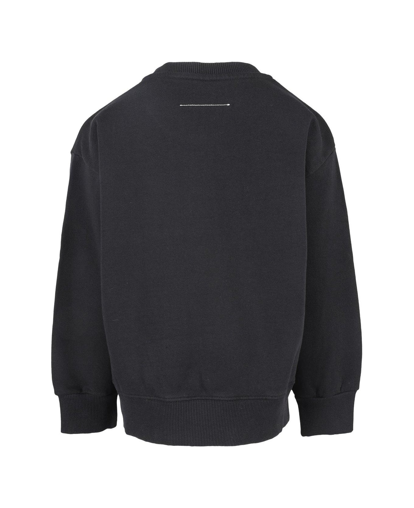 MM6 Maison Margiela Logo Printed Crewneck Sweatshirt - Nero