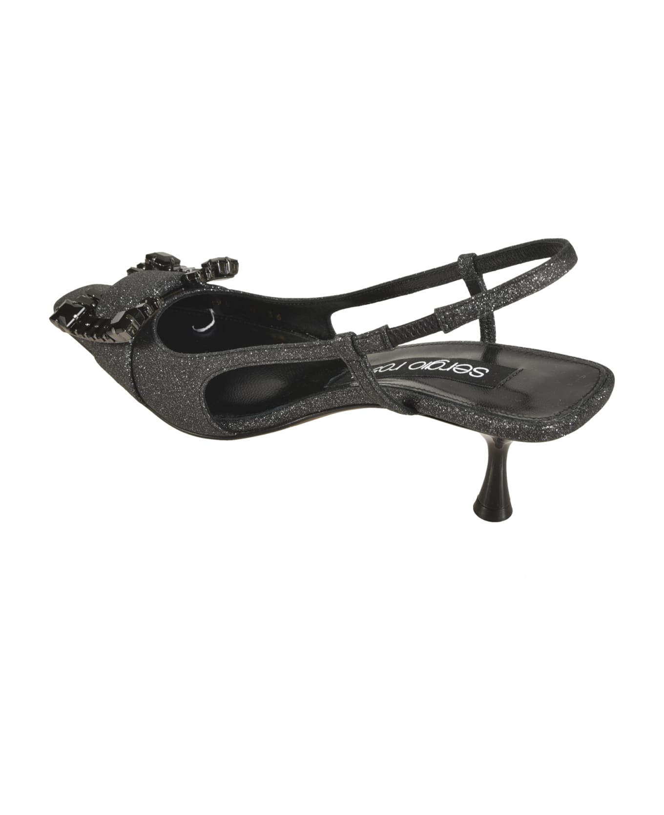 Sergio Rossi Glitter Applique Sling-back Pumps - Black