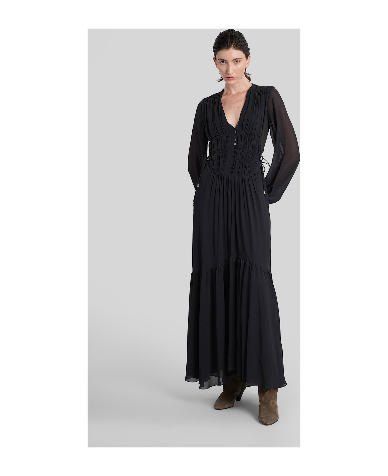 Marant Étoile Briane Long Dress In Black Viscose - black