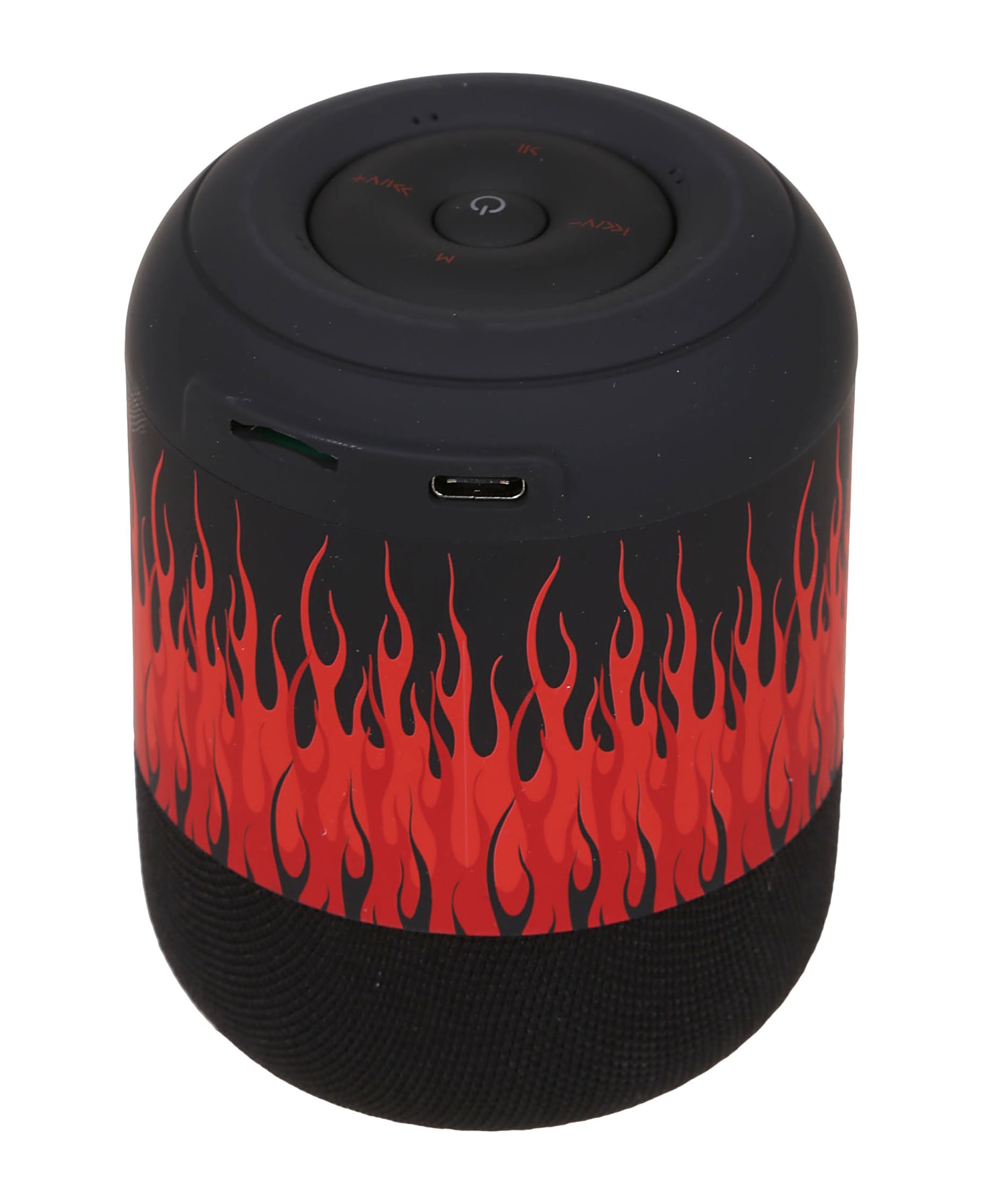 Vision of Super Black Speaker With Red Flames And White Logo - Black