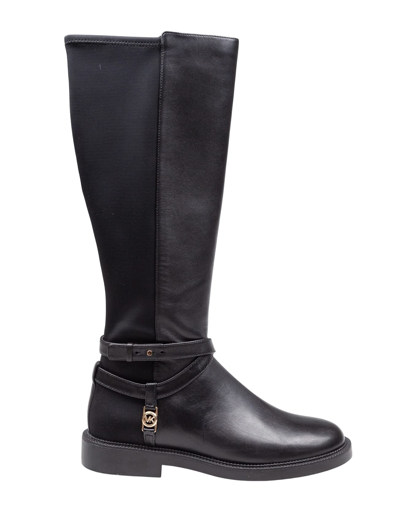 Michael Kors Abigail Boot In Leather And Nylon Color Black - Black