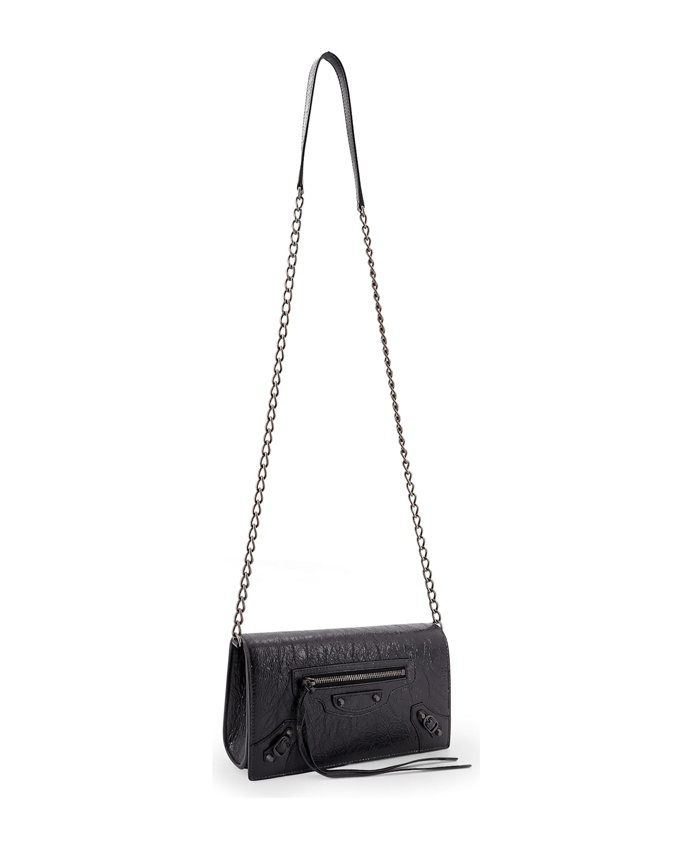 Balenciaga Le City Wallet Leather Shoulder Bag - Black