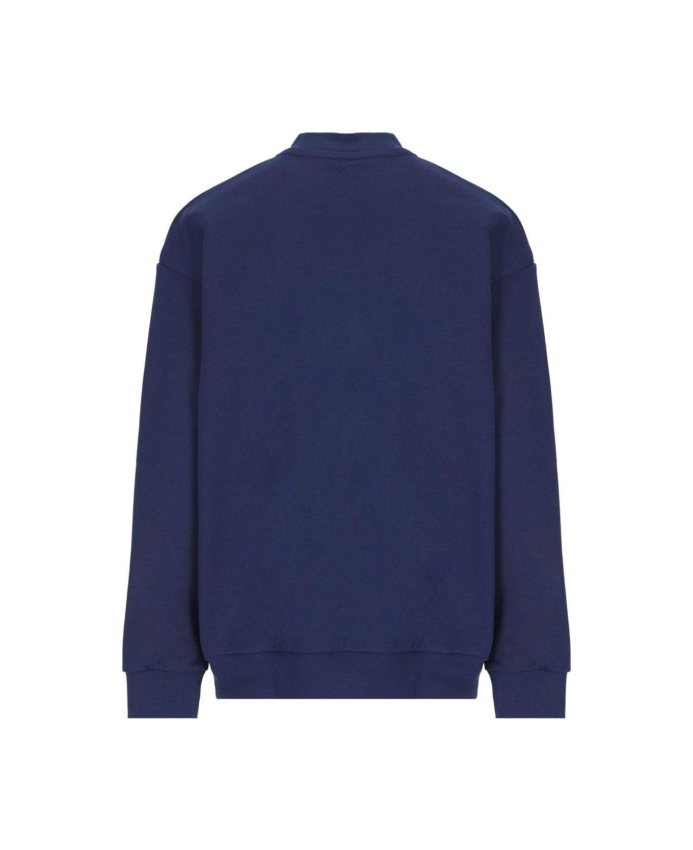 Fendi Logo Embroidered Long-sleeved Sweatshirt - Blu