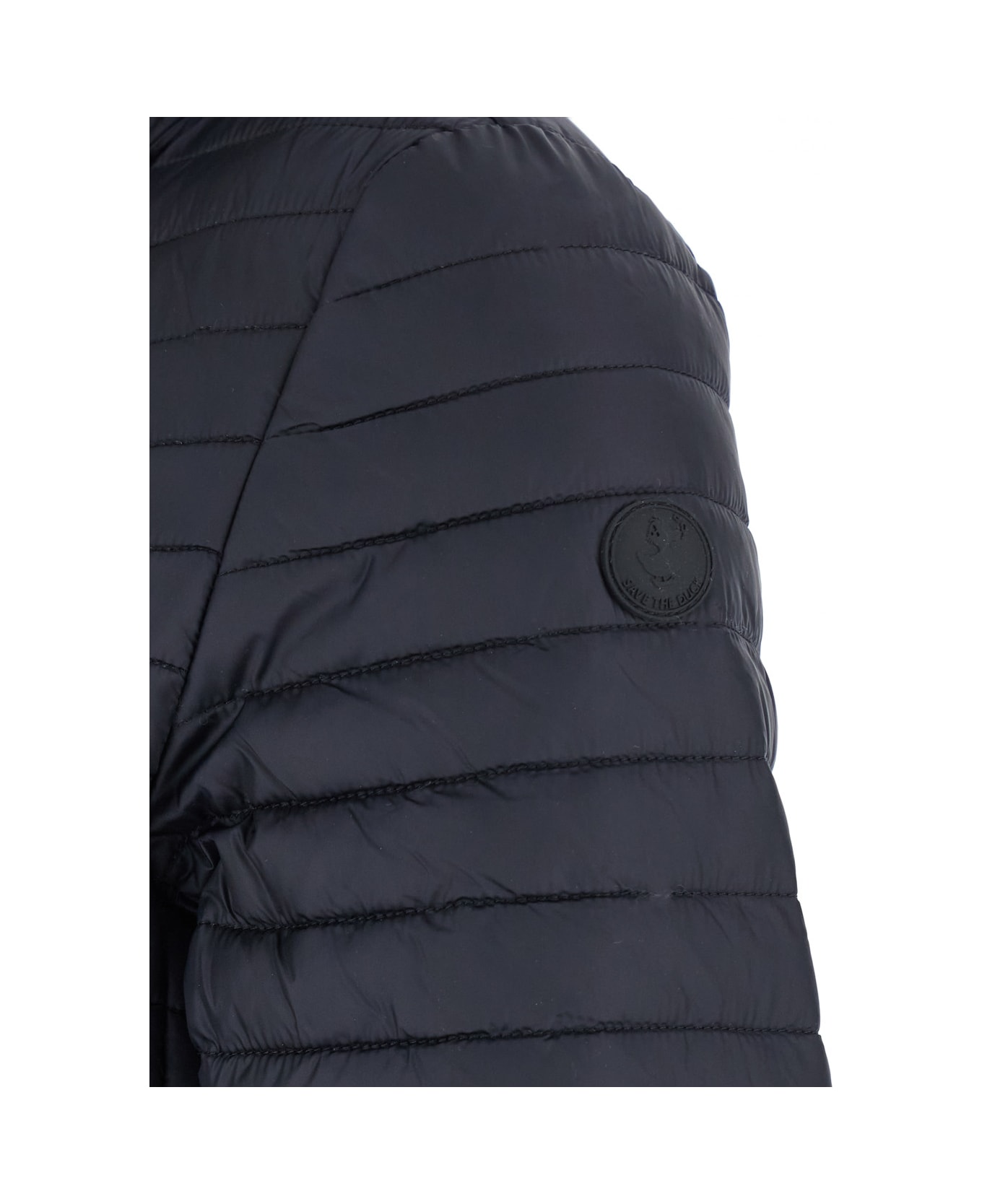 Save the Duck 
alima
 Black Down Jacket With Tone-on-tone Logo Patch On The Sleeve In Tech Fabric Woman - Black