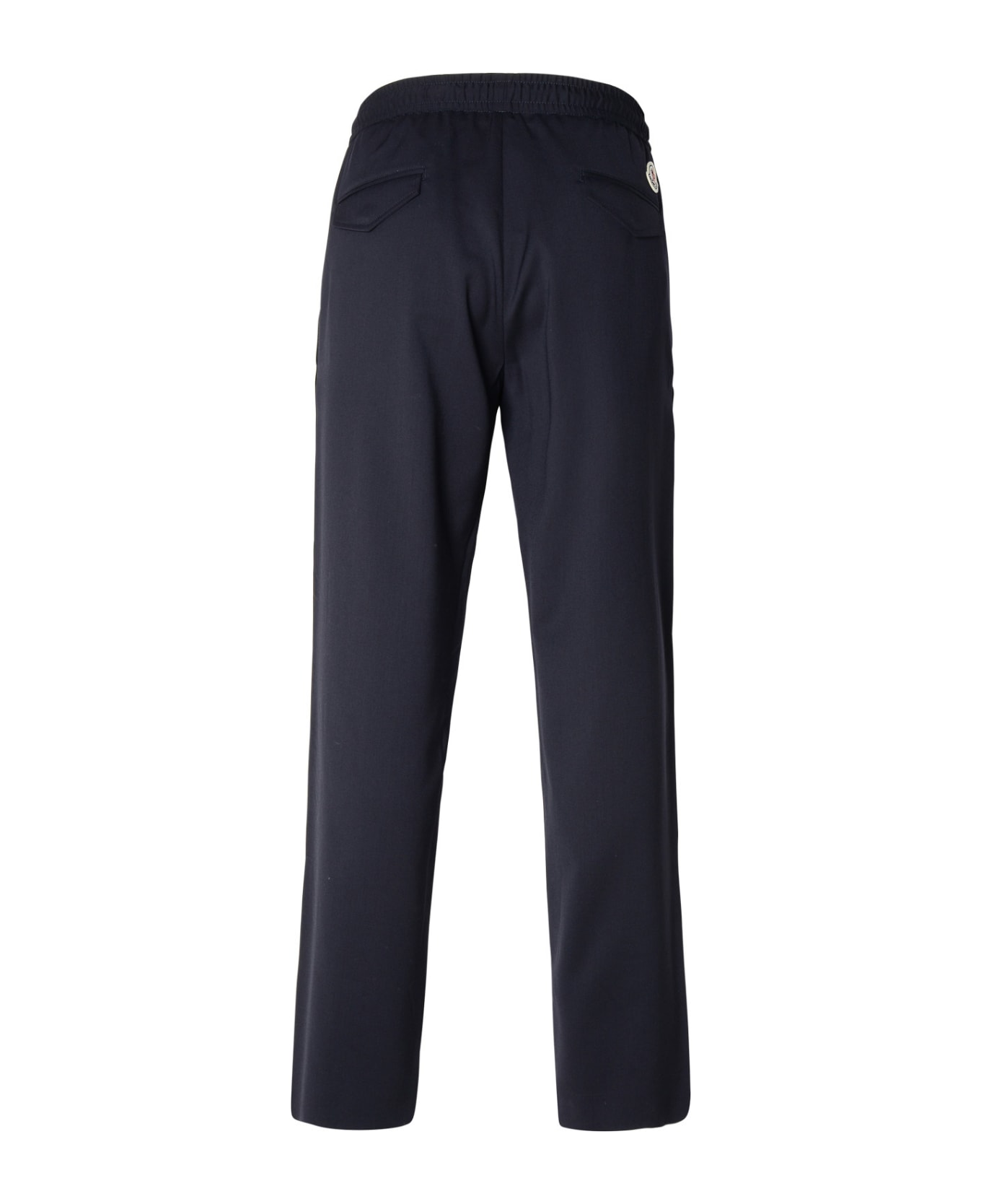 Moncler Navy Virgin Wool Blend Sporty Pants - Blue