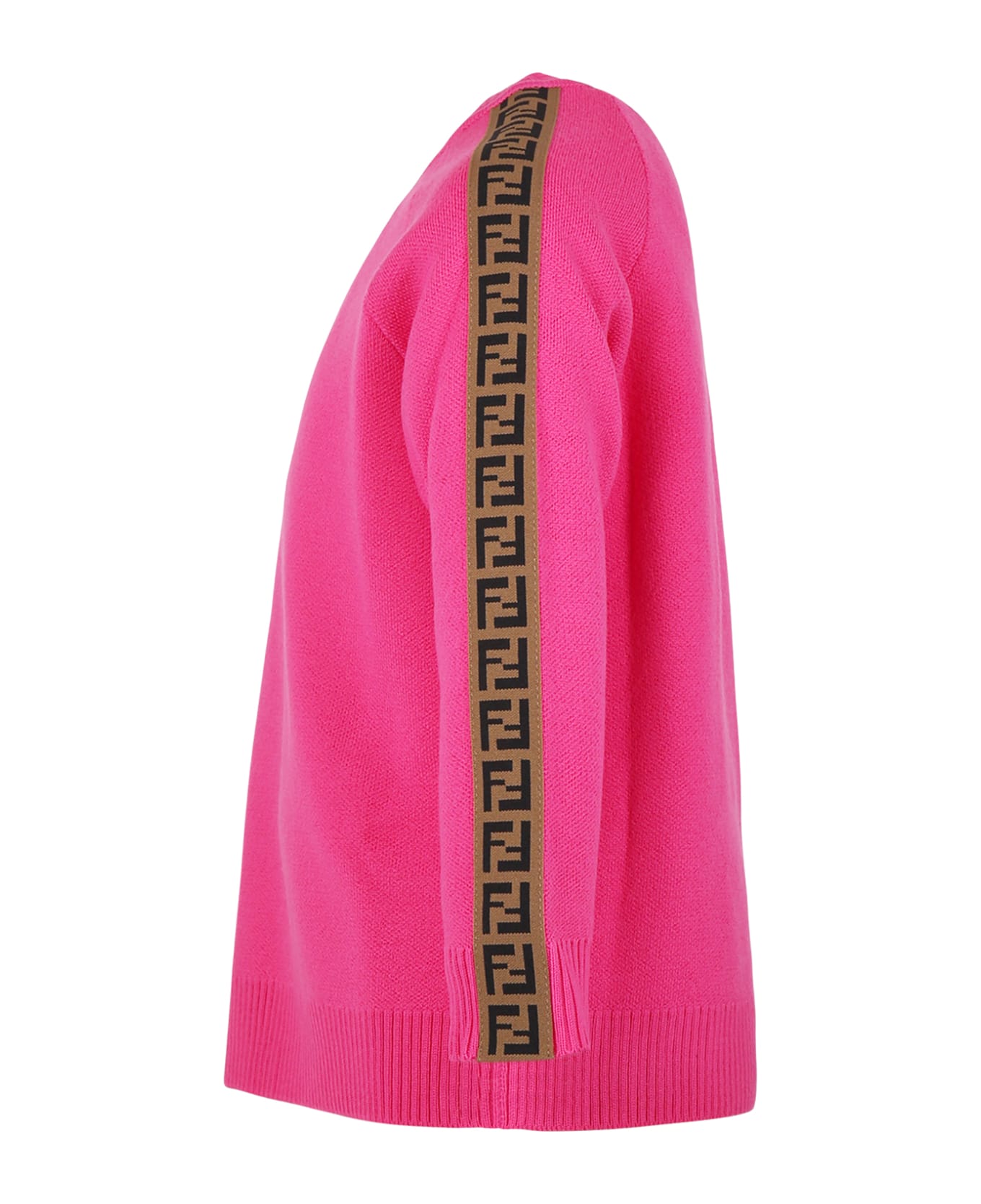 Fendi Fuchsia Sweater For Girl With Double Ff - Fucsia