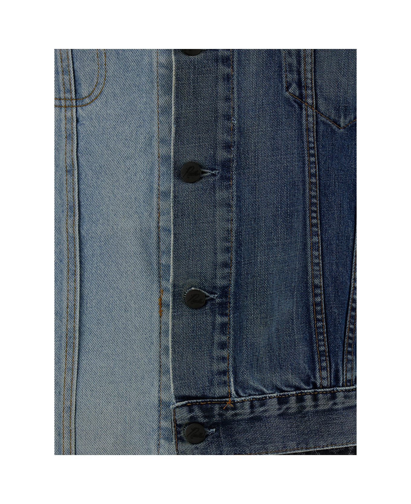 Needles Blue Patchwork Asymmetric Jacket In Cotton Denim Man - Blu