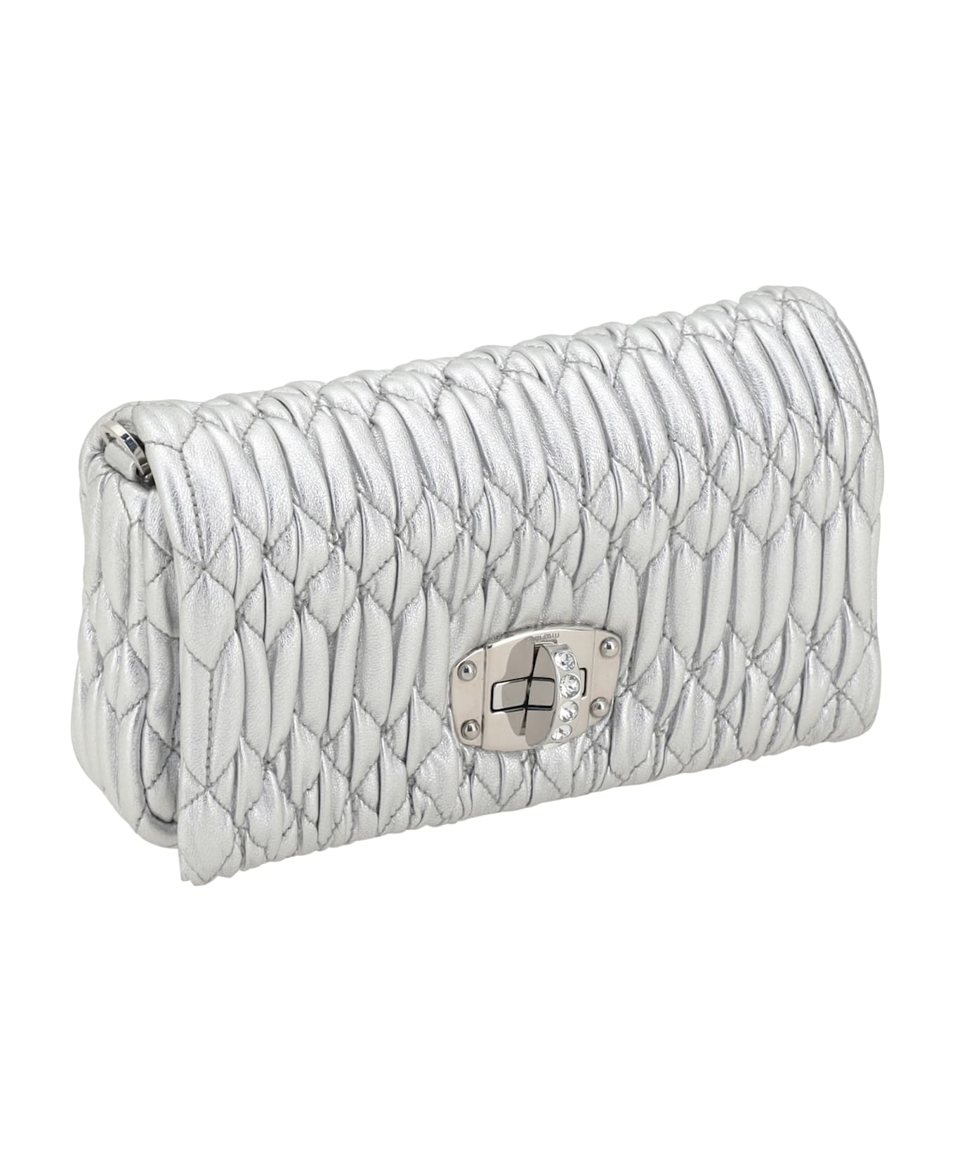 Miu Miu Matelassé Shoulder Bag - Argento
