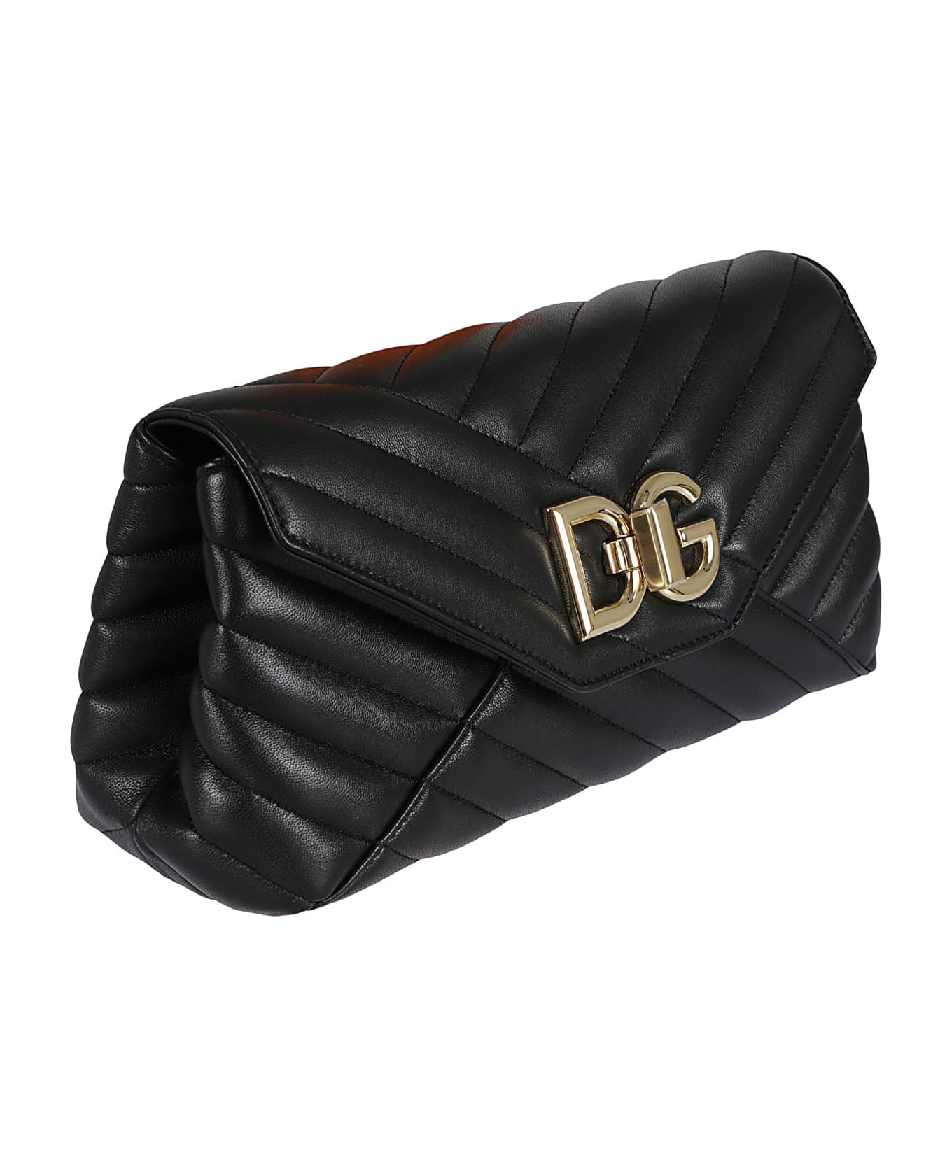 Dolce & Gabbana Metal Logo Plaque Quilted Pouch - Black