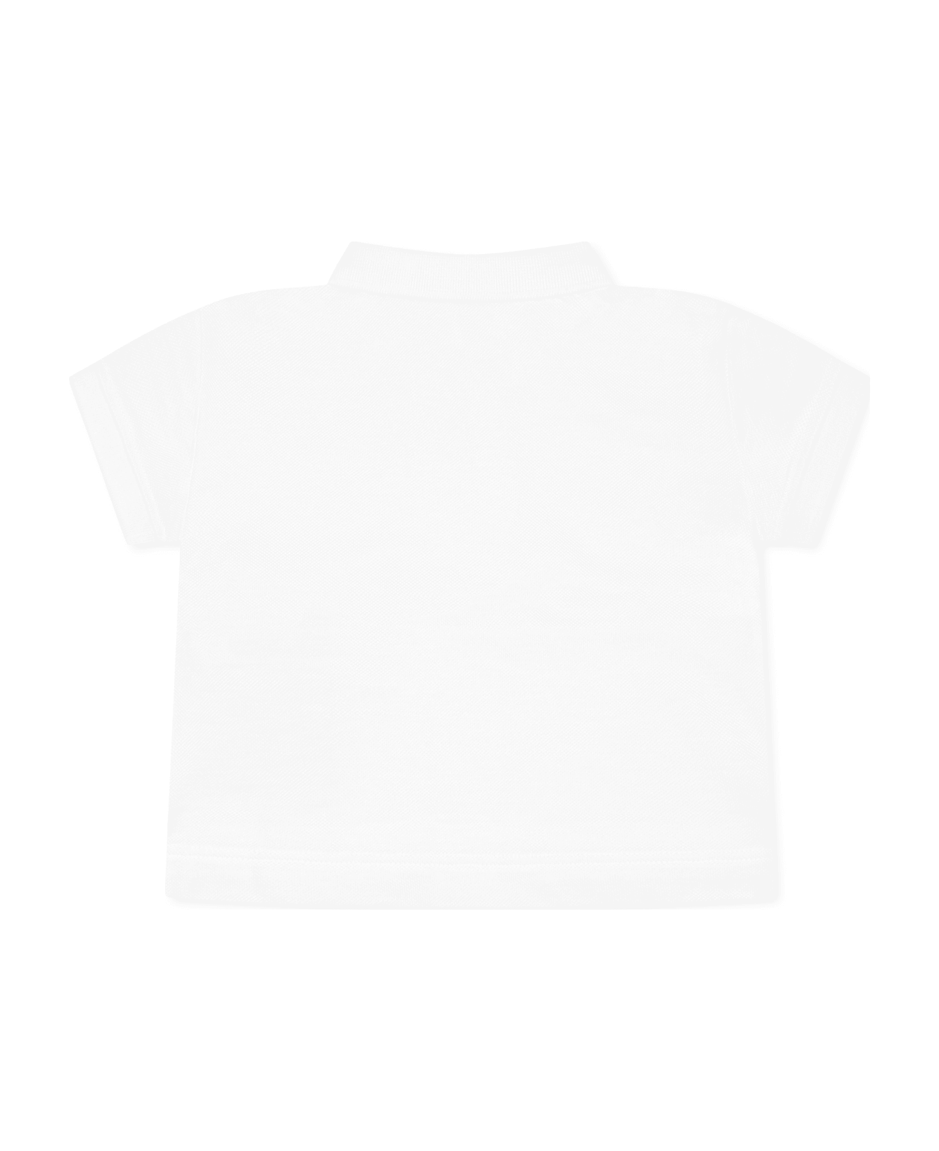 Burberry White Polo Shirt For Baby Boy With Equestrian Knight - White