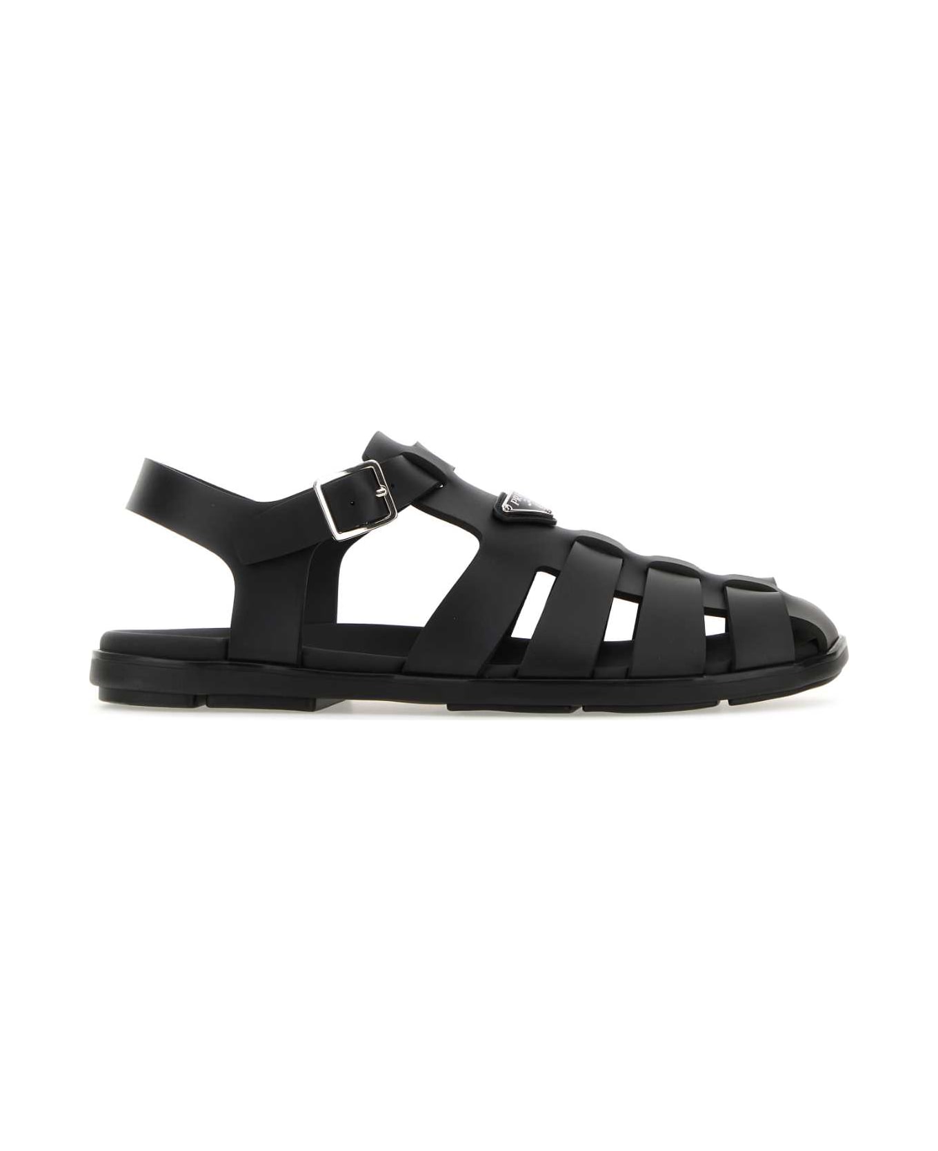 Prada Black Rubber Sandals - NERO