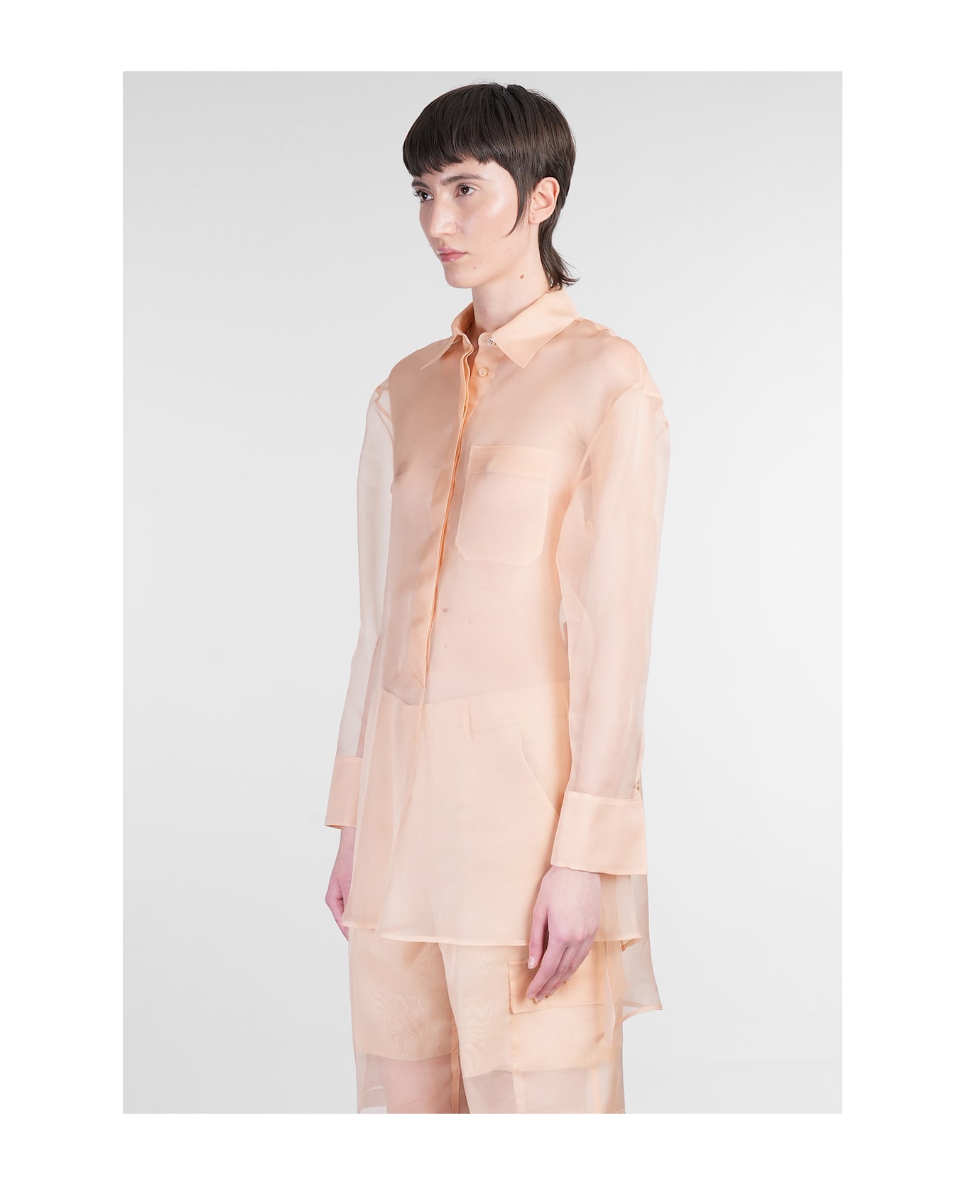 Del Core Shirt In Rose-pink Silk - rose-pink