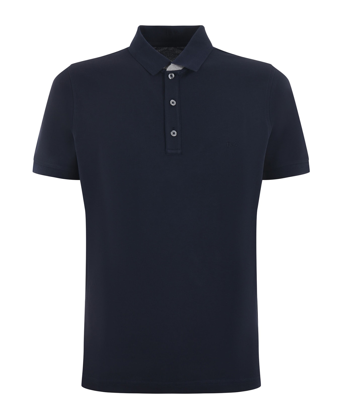 Fay Navy Blue Short-sleeved Polo Shirt In Cotton - Blu