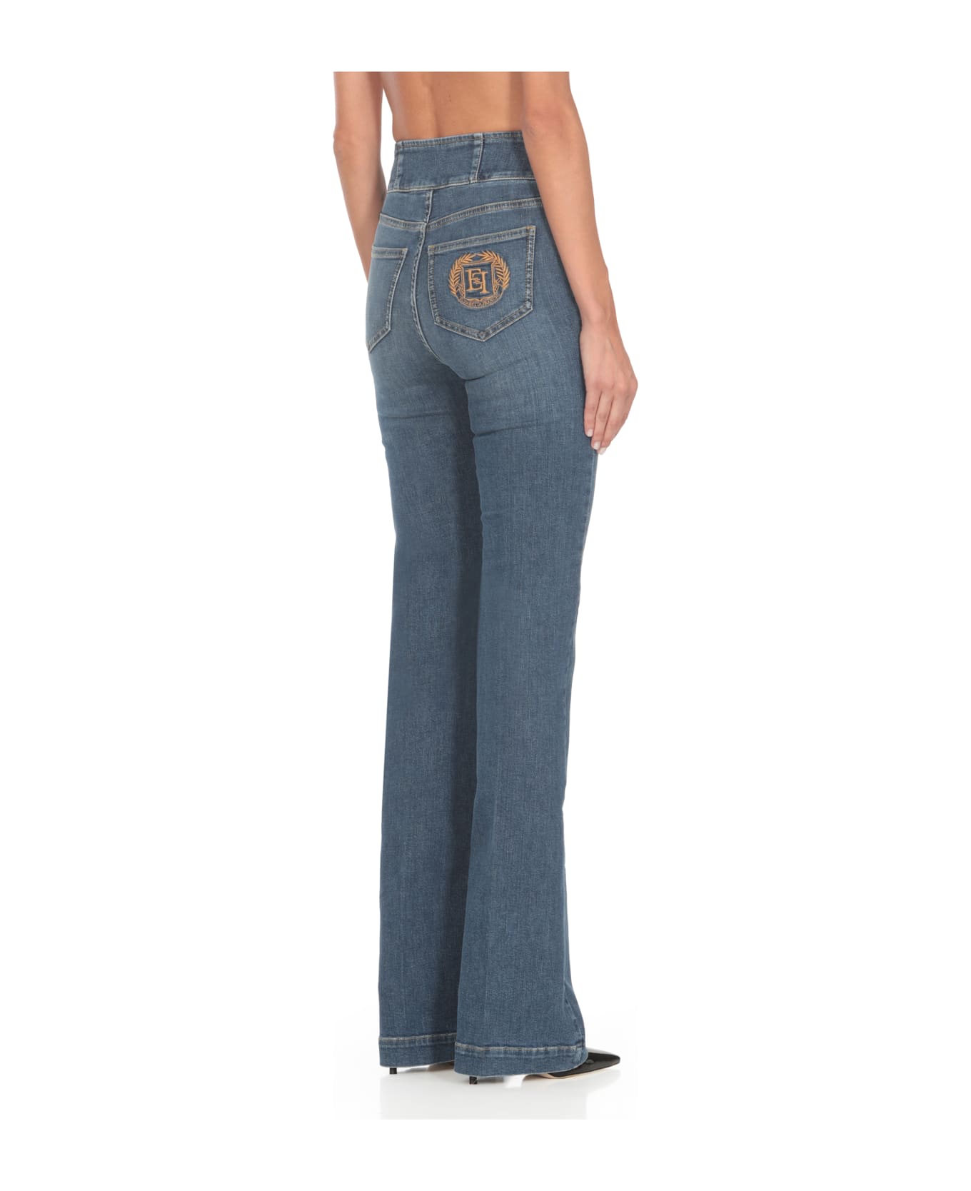 Elisabetta Franchi Bell-bottom Stretch Jeans - Denim