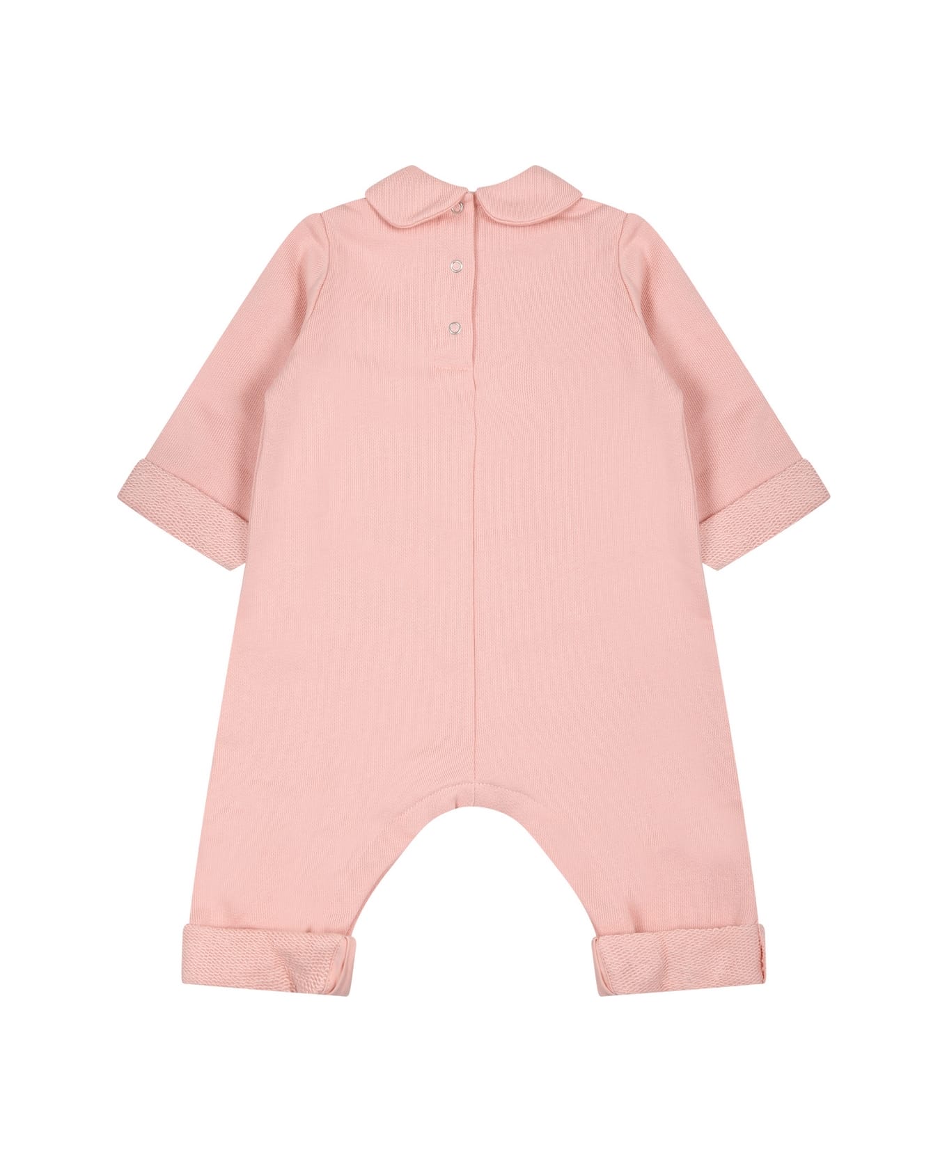 Gucci Pink Babygrow For Baby Girl With Print And Logo - Pink