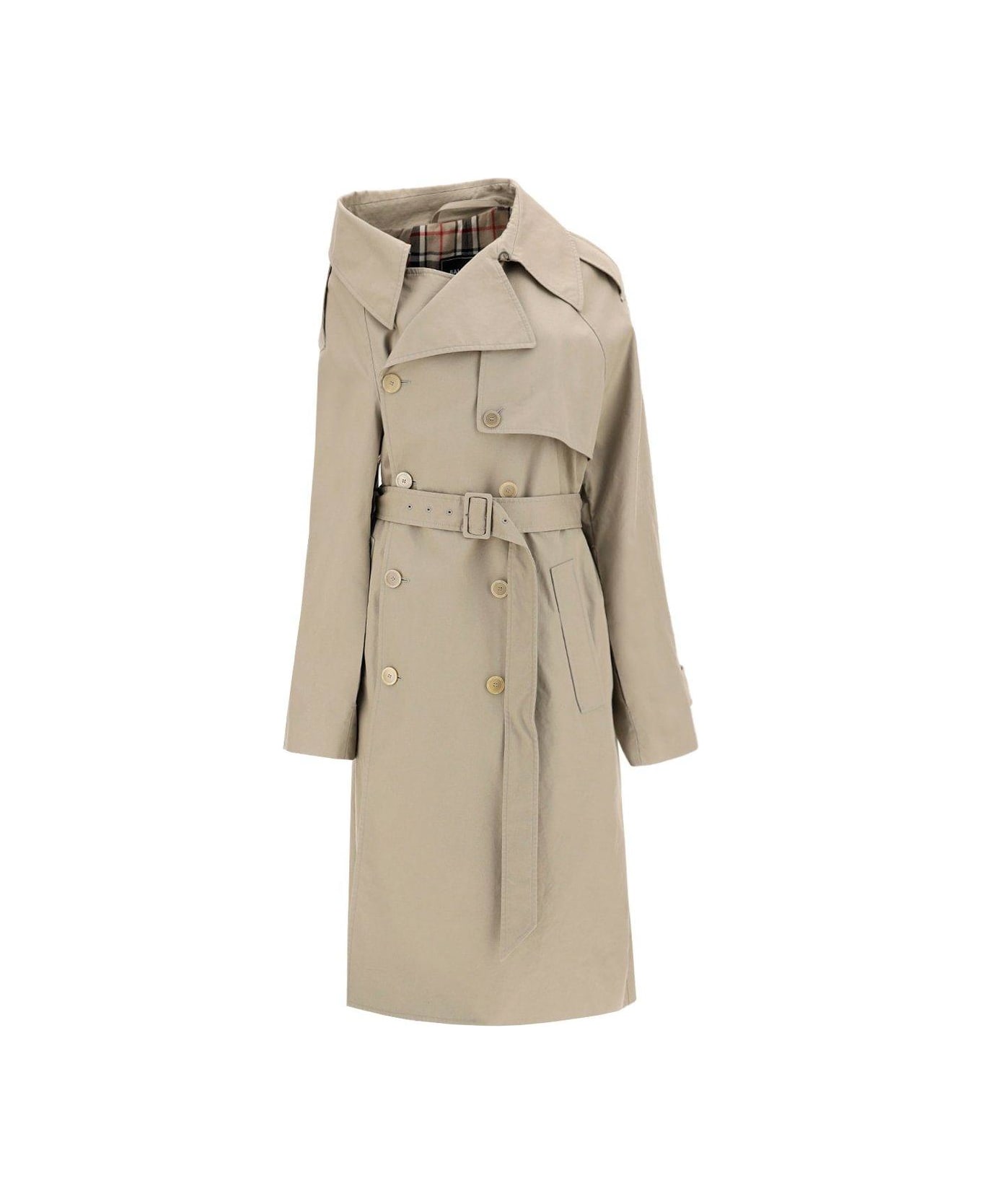 Balenciaga Oneshoulder Trench Coat - BEIGE