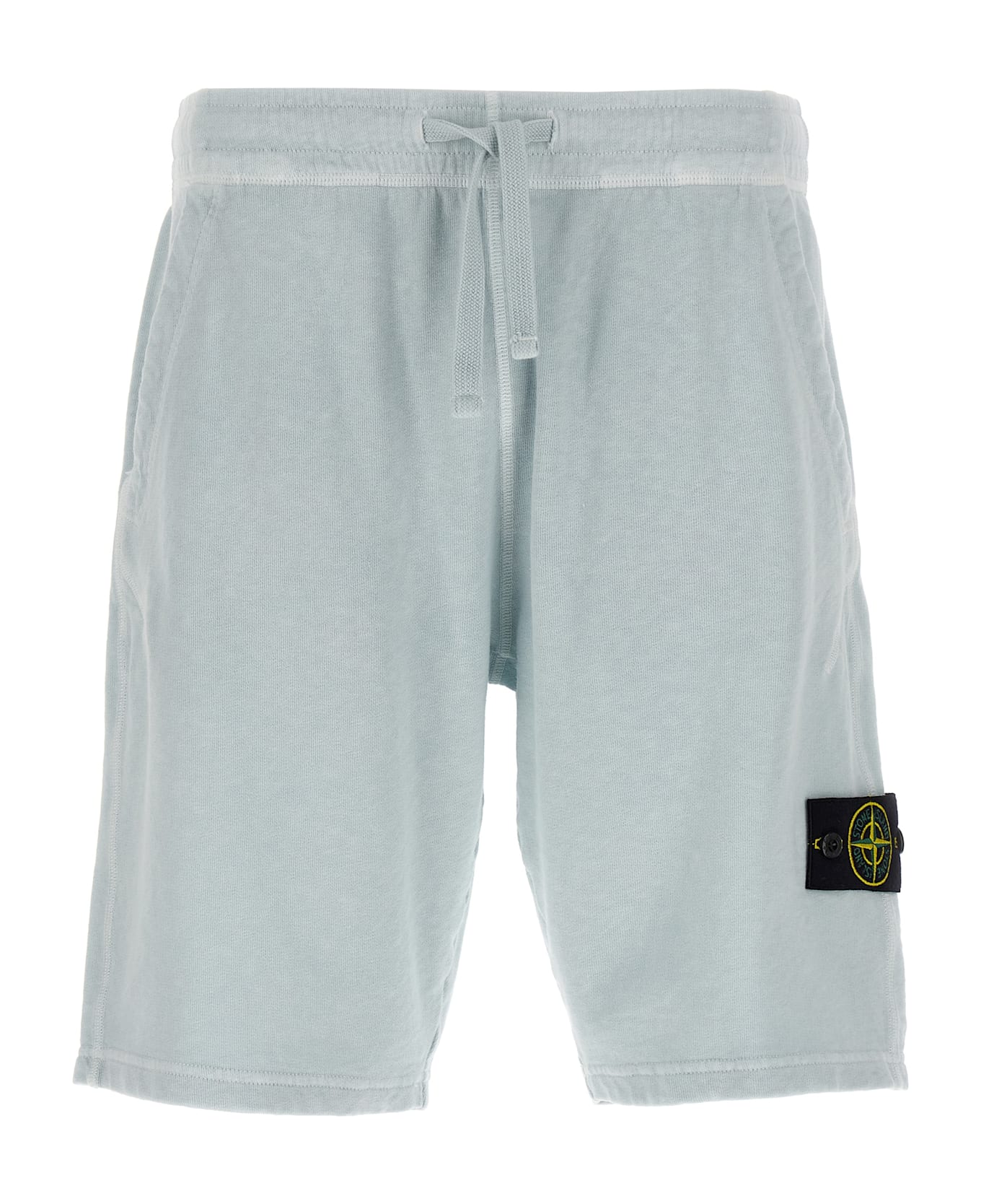 Stone Island Logo Badge Bermuda Shorts - Light Blue