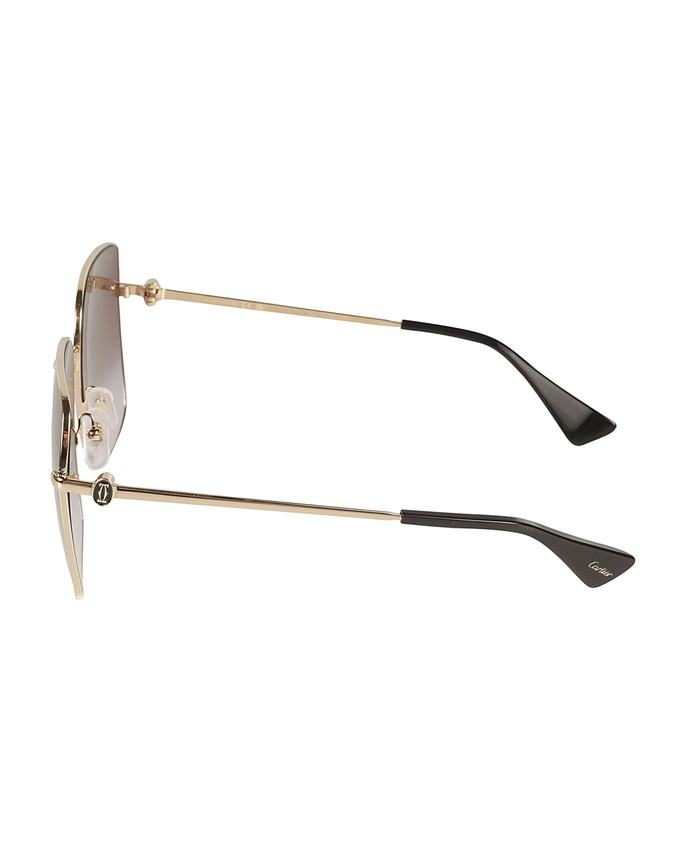 Cartier Eyewear Square Logo Sunglasses - Gold/Grey