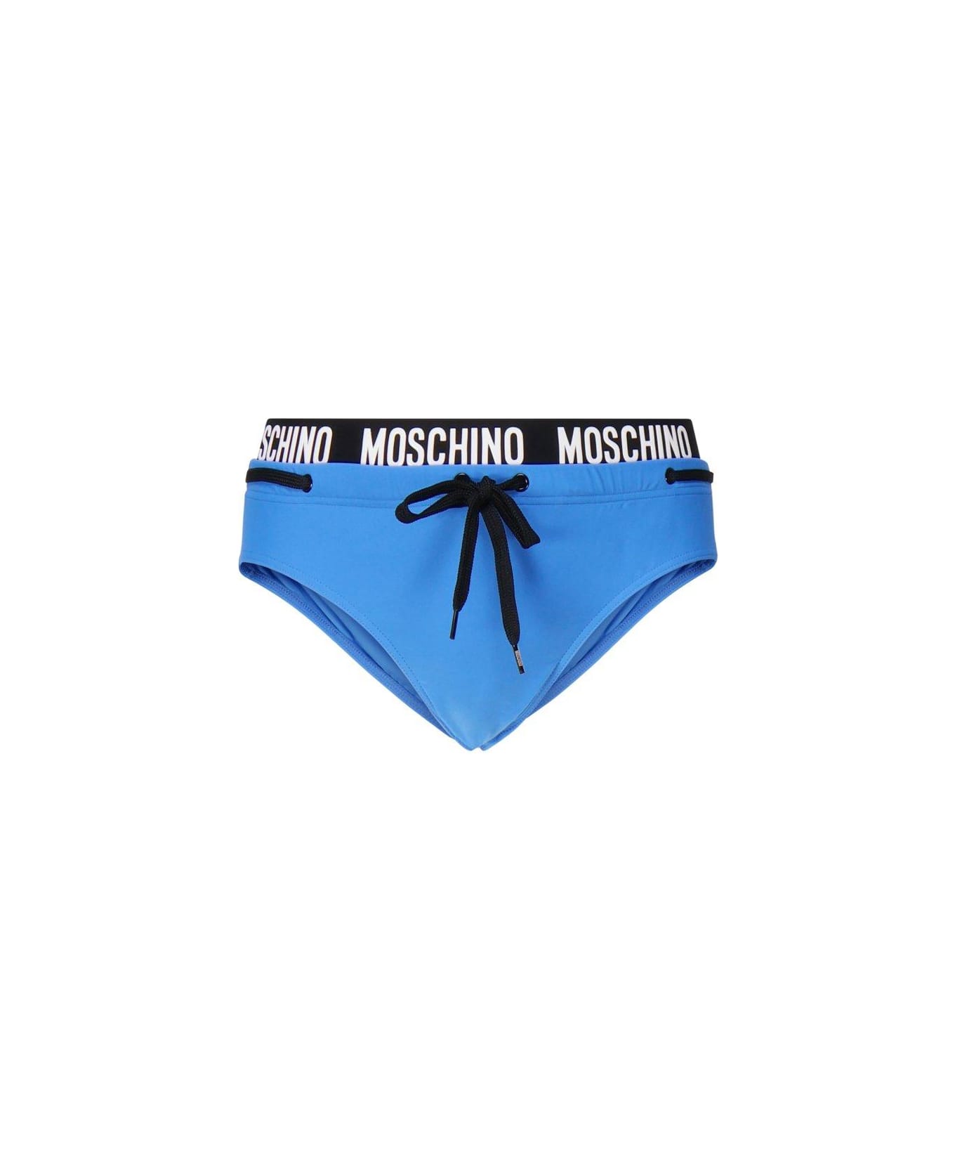 Moschino Logo Waistband Drawstring Swim Briefs - Blue, black